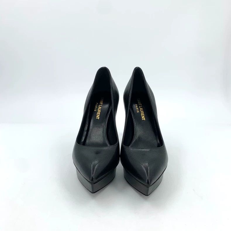 Saint Laurent Paris Saint Laurent Paris Black pointy thick heel leather high h Size US 4 / IT 34 - 3 Thumbnail