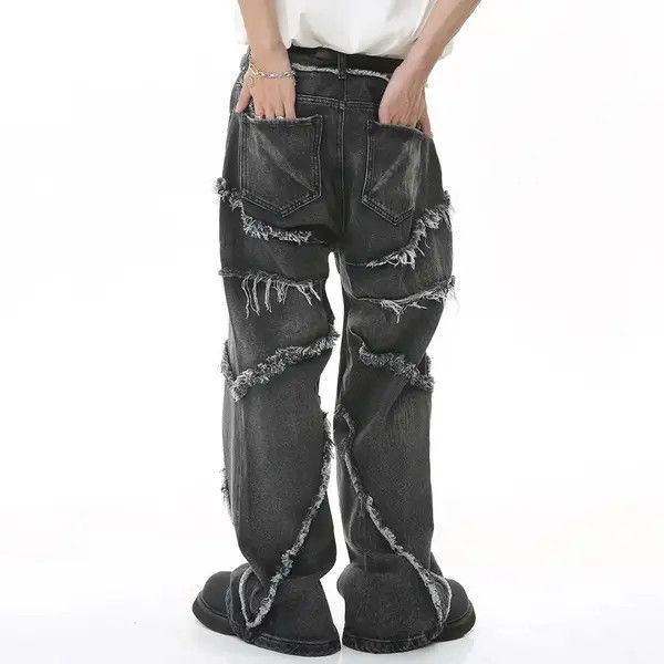 Japanese Brand Pepper x Erika Raw edge wide-leg jeans with retro design Size US 32 / EU 48 - 2 Thumbnail