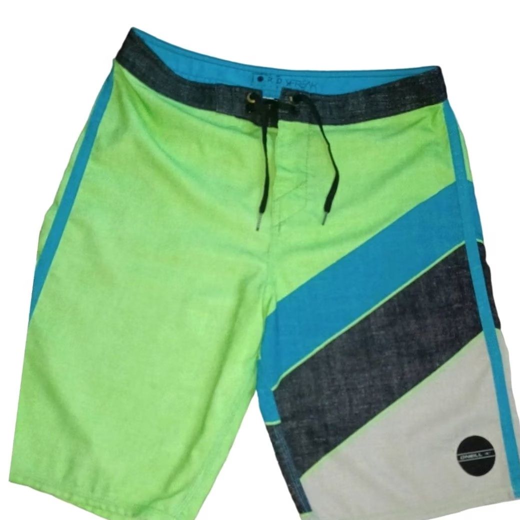 O'Neill O'Neill Jordy Freak Trunks Boardshorts Lime Mens 29 Green 20” Outseam Hyperstretch Hyperdry DWR Superfly Closure Size US 29 - 3 Thumbnail