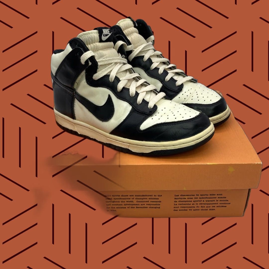 VINTAGE 2008 NIKE DUNK HIGH SAIL BLACK-NATURAL 8.5 ATHLETIC SNEAKER WITH BOX & LACES MENS
