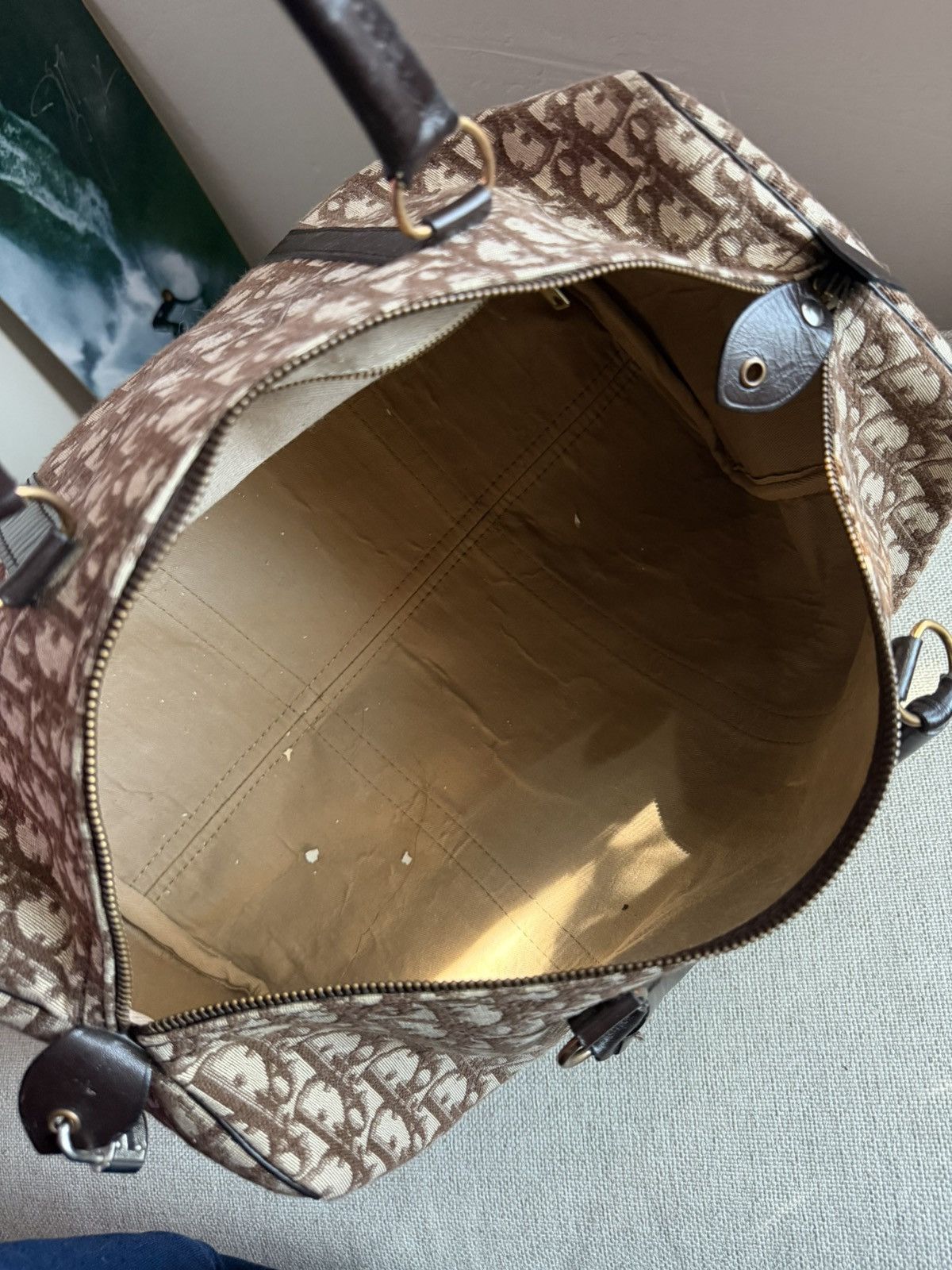 Dior Vintage Dior Monogram Boston Duffle Bag Brown NWOT Size ONE SIZE - 10 Thumbnail