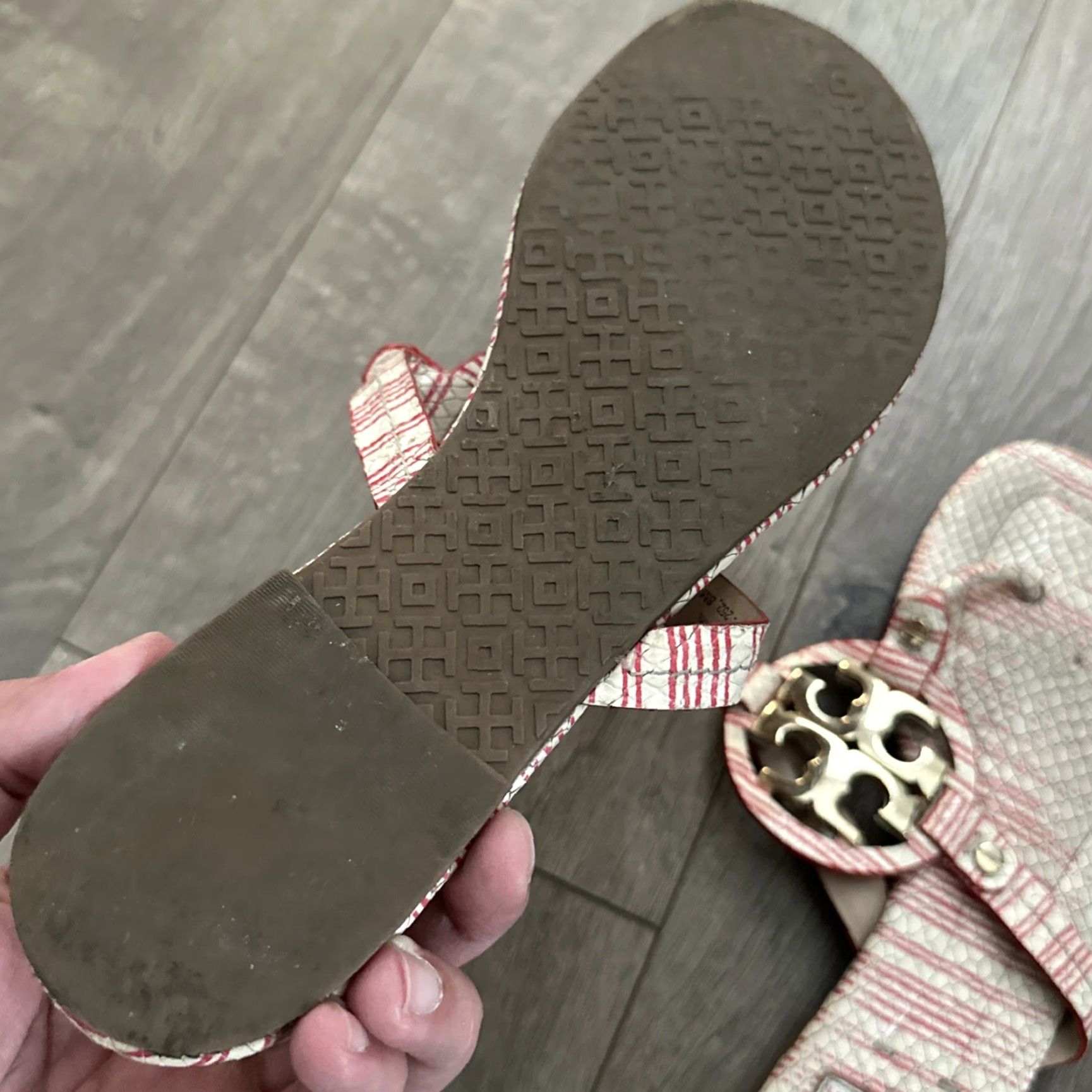 Tory Burch TORY BURCH Thong Sandal 8M Animal Print Brown Leather Logo Comfort Flat Womens Size US 8 / IT 38 - 6 Thumbnail