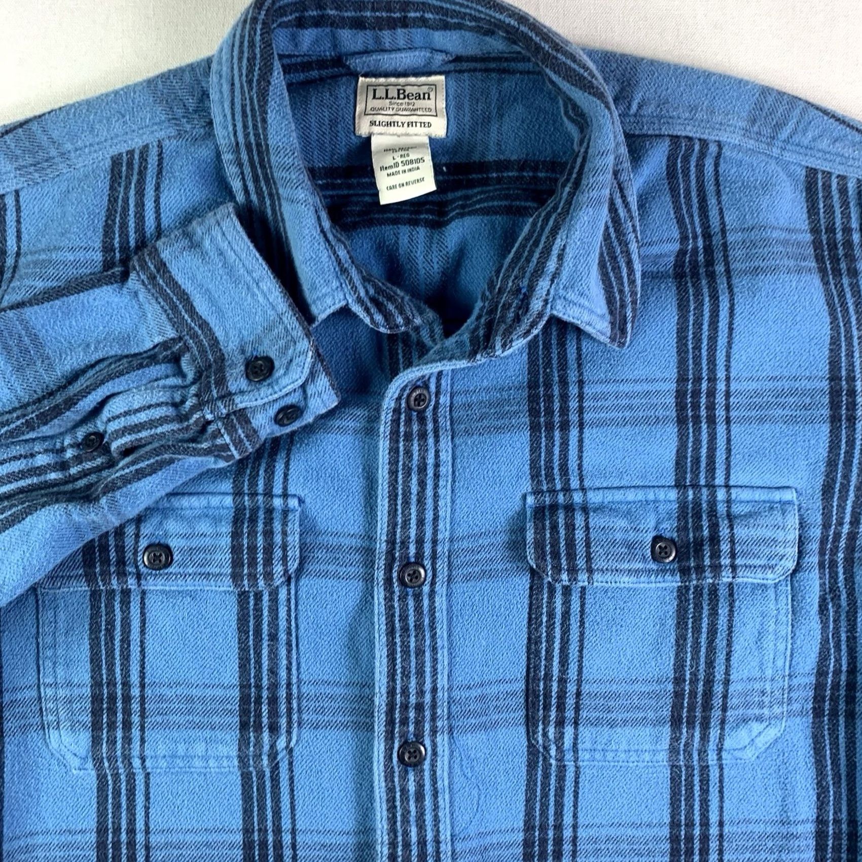 Vintage LL Bean Flannel Shirt Plaid Blue Mens Large Y2K Grunge Lumberjack Cotton Size US L / EU 52-54 / 3 - 2 Thumbnail