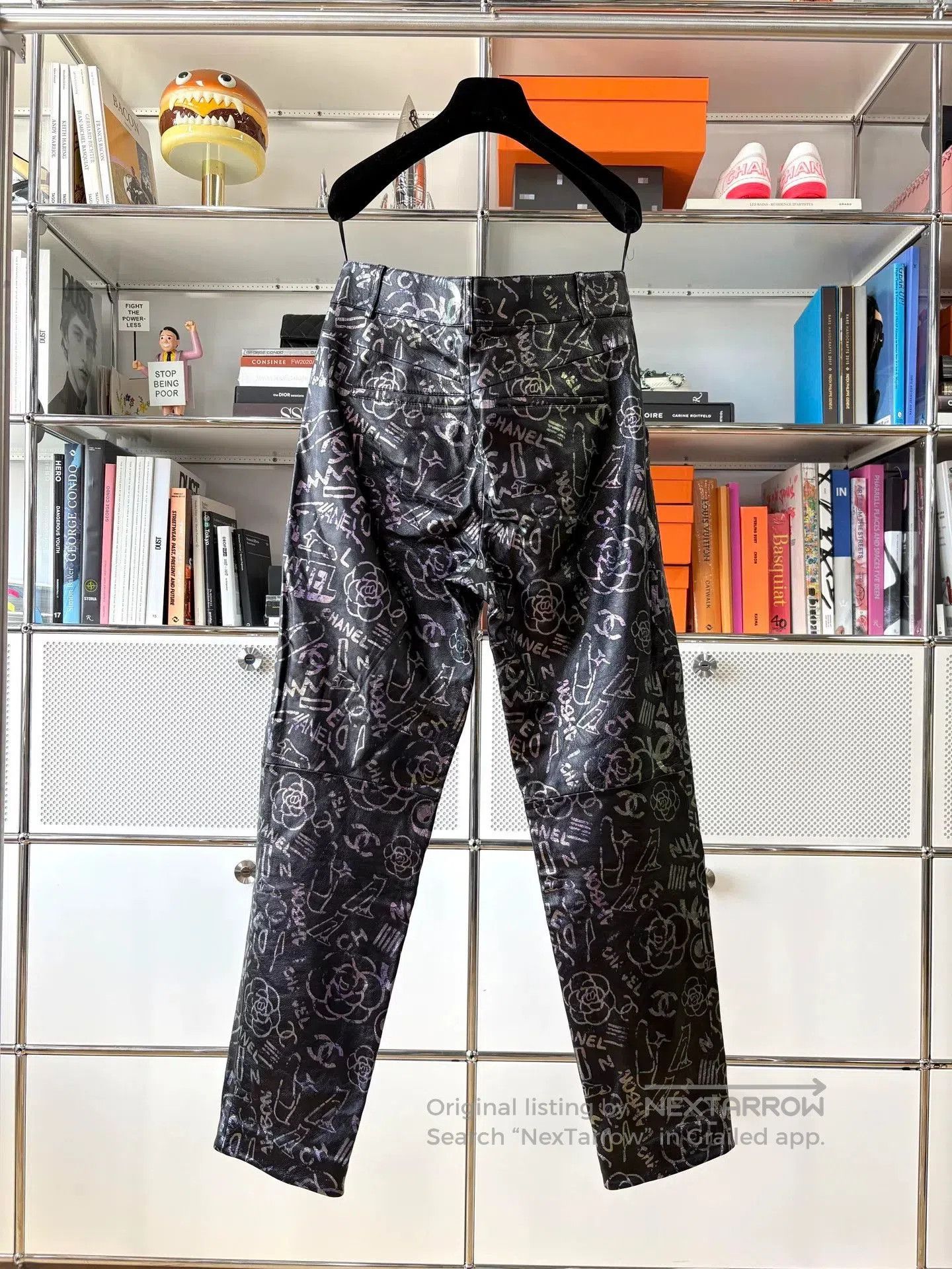 Chanel Chanel Neon Graffiti Camellia Leather Pants. Size 37" - 3 Thumbnail
