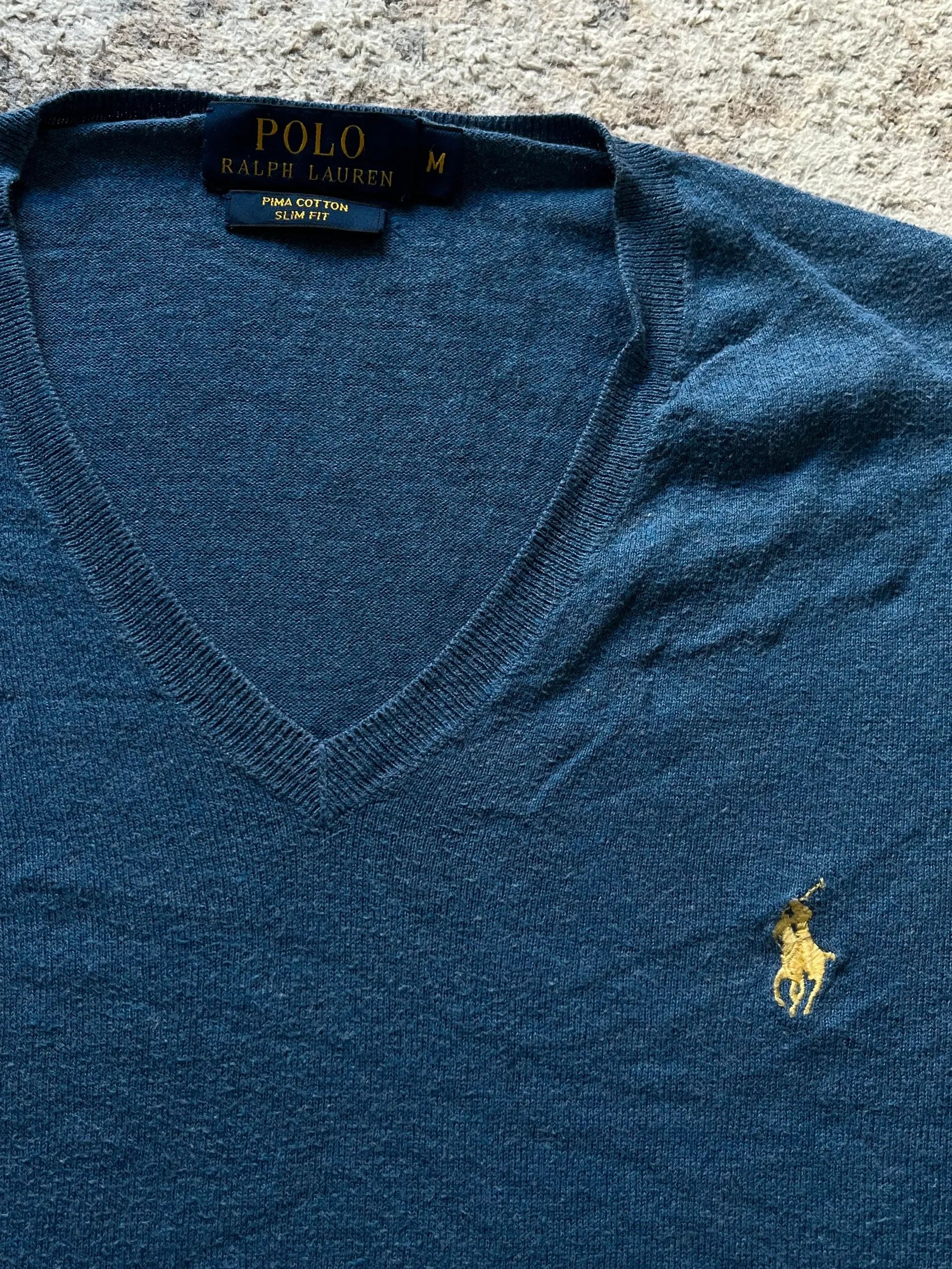 Polo Ralph Lauren Polo Ralph Lauren Pima Cotton Slim Fit Sz M Blue Sweater Size US M / EU 48-50 / 2 - 5 Thumbnail