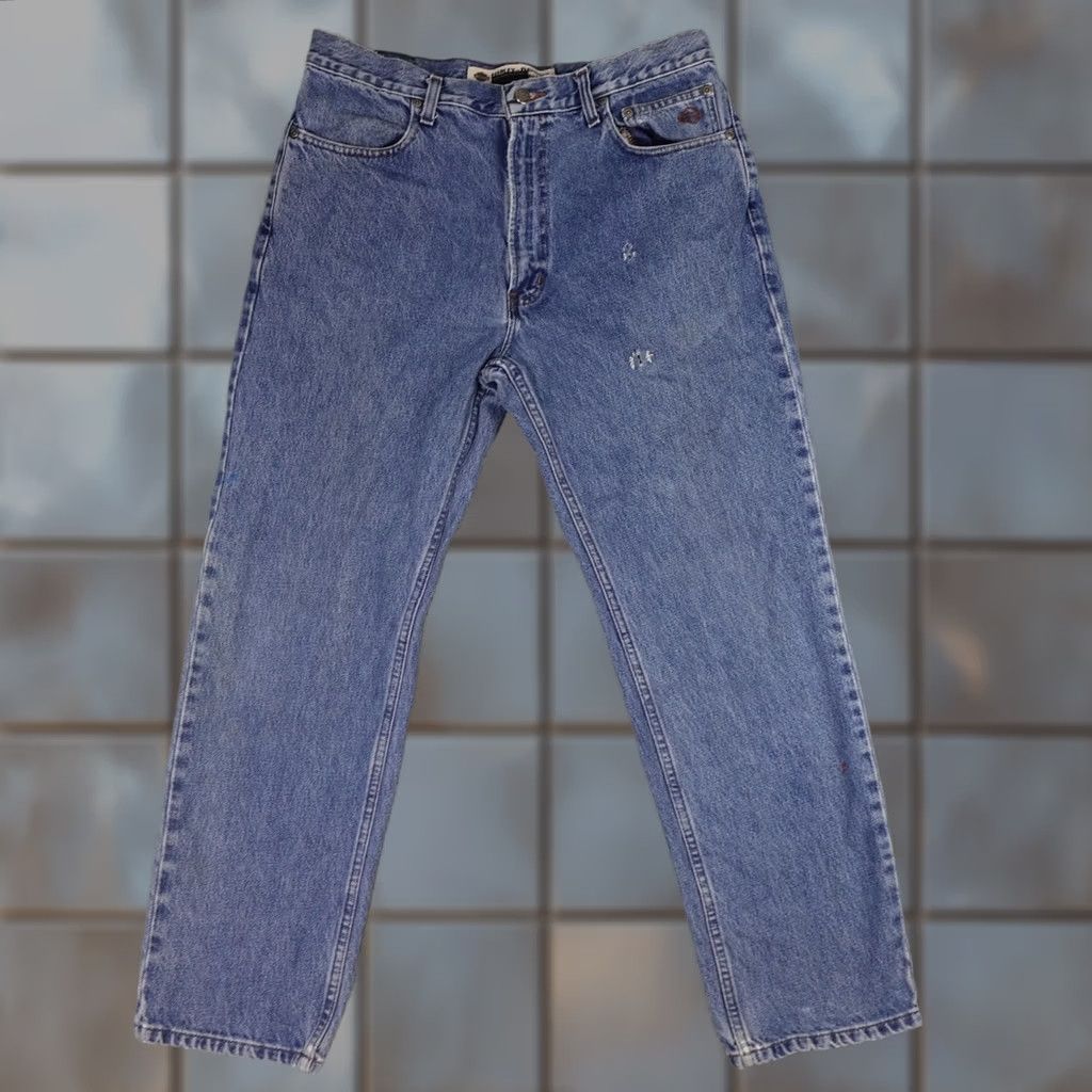 Harley Davidson Harley-Davidson Jeans Mens Blue Denim Straight Leg Shield 36x30 Biker Motorcycle Retro Size US 36 / EU 52 - 1 Thumbnail