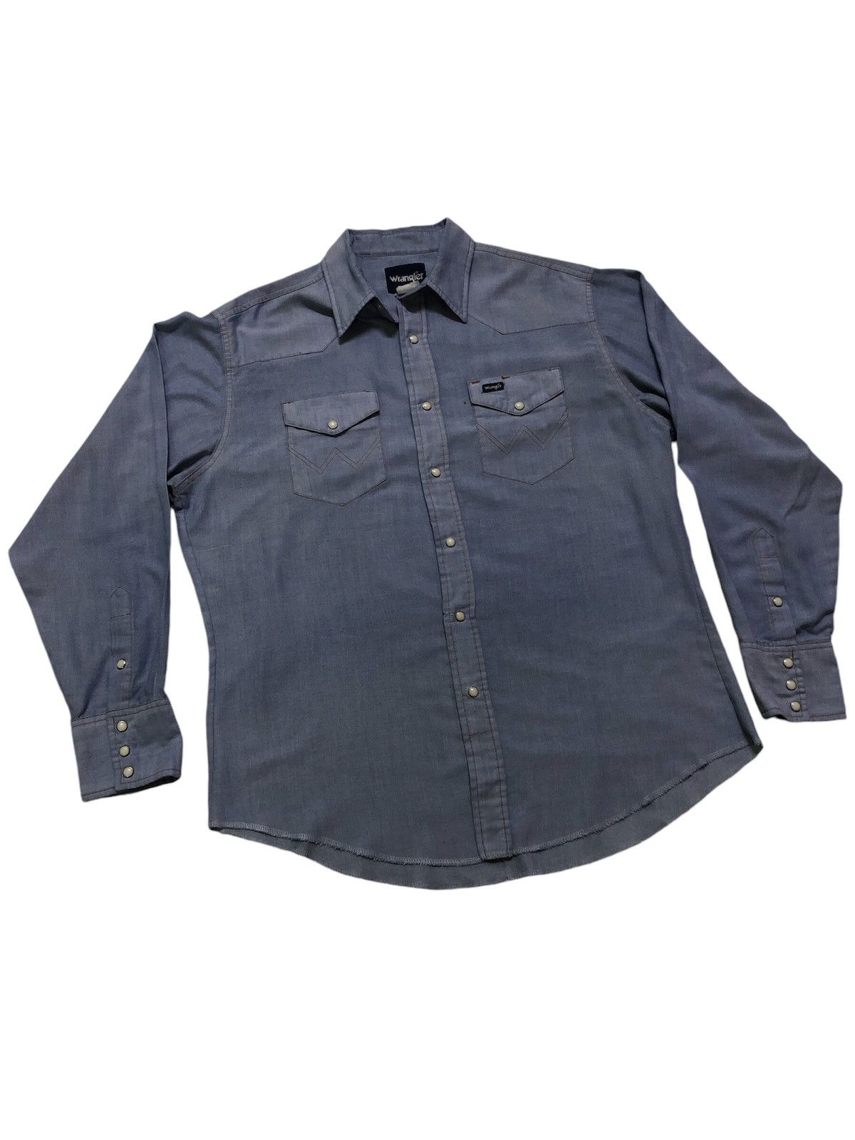 Vintage × Wrangler Vintage Wrangler Chambray 90s Long Sleeve Button Up -LS002 Size US L / EU 52-54 / 3 - 1 Thumbnail