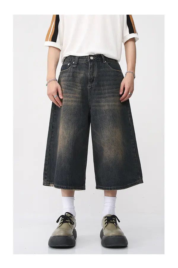 Japanese Brand VIBE Loose wide-leg vintage distressed denim shorts Size US 32 / EU 48 - 2 Thumbnail
