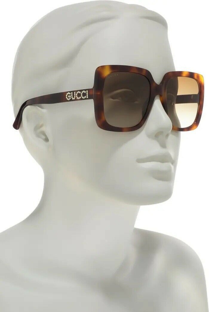 Gucci GUCCI GG0418S 003 Havana Oversized Rectangular Sunglasses Size ONE SIZE - 1 Thumbnail