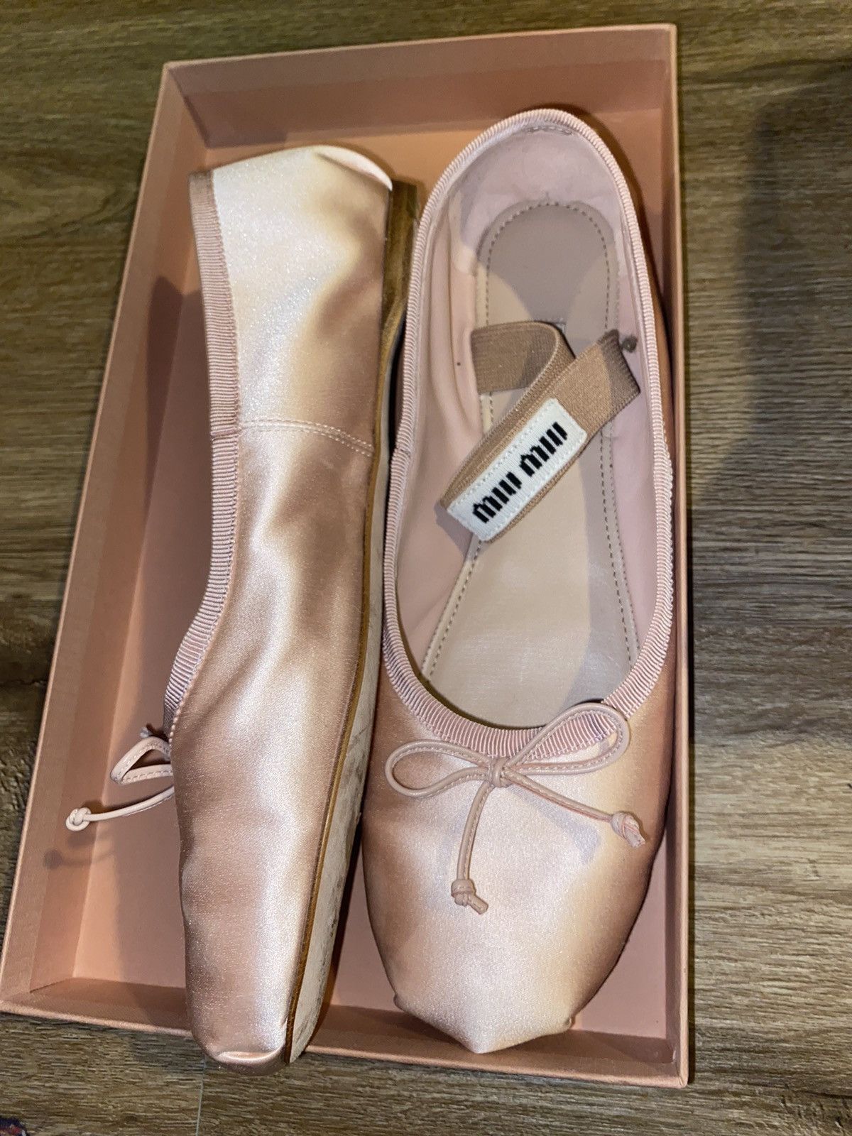 Pink Miu Miu Ballet Flats With Bow Detail