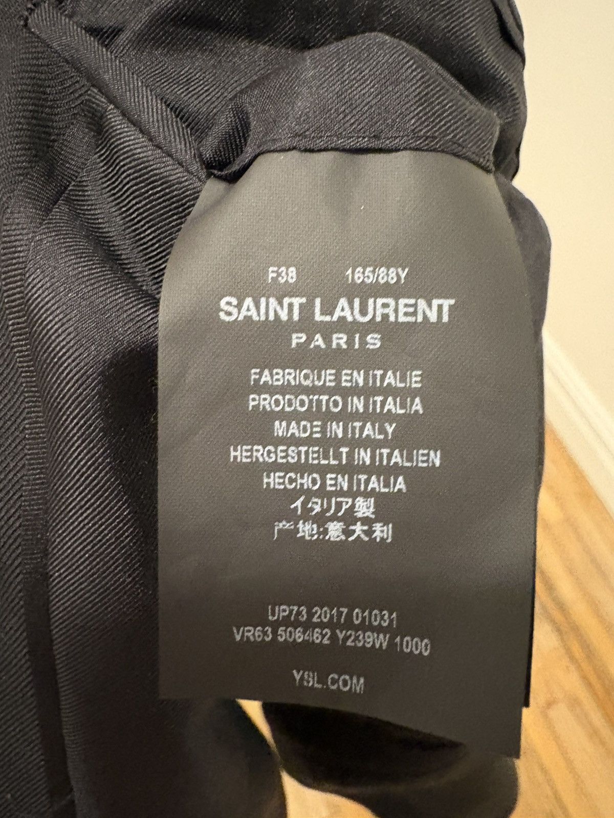 Saint Laurent Paris Saint Laurent Black Wool Blazer with Gold Embroidered Lapels Size 38R - 6 Thumbnail