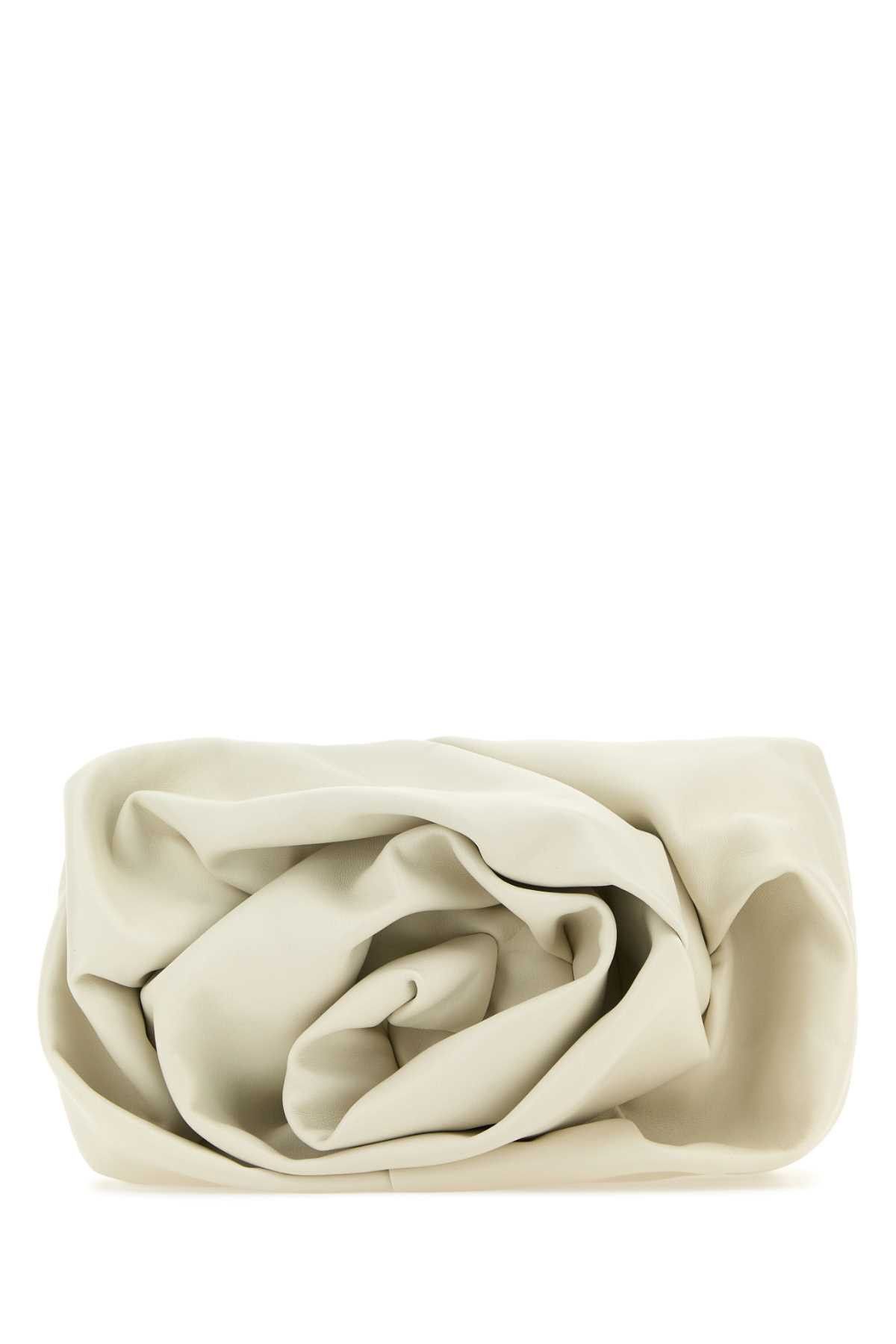 Ivory Nappa Leather Rose Clutch