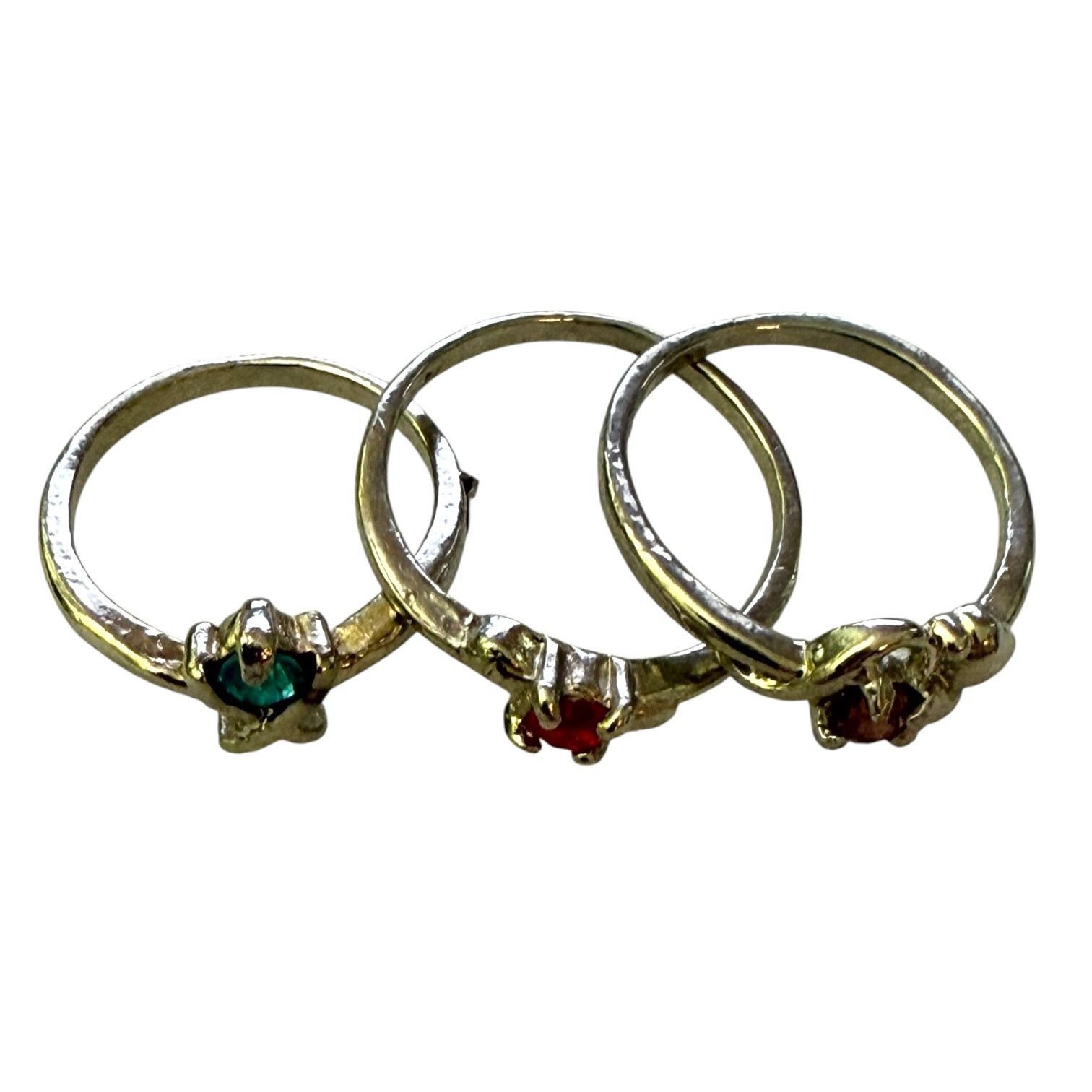 Other Silver 3 Ring Gemstones Stacking Multi Finger Set Size 5-7 Size ONE SIZE - 4 Thumbnail