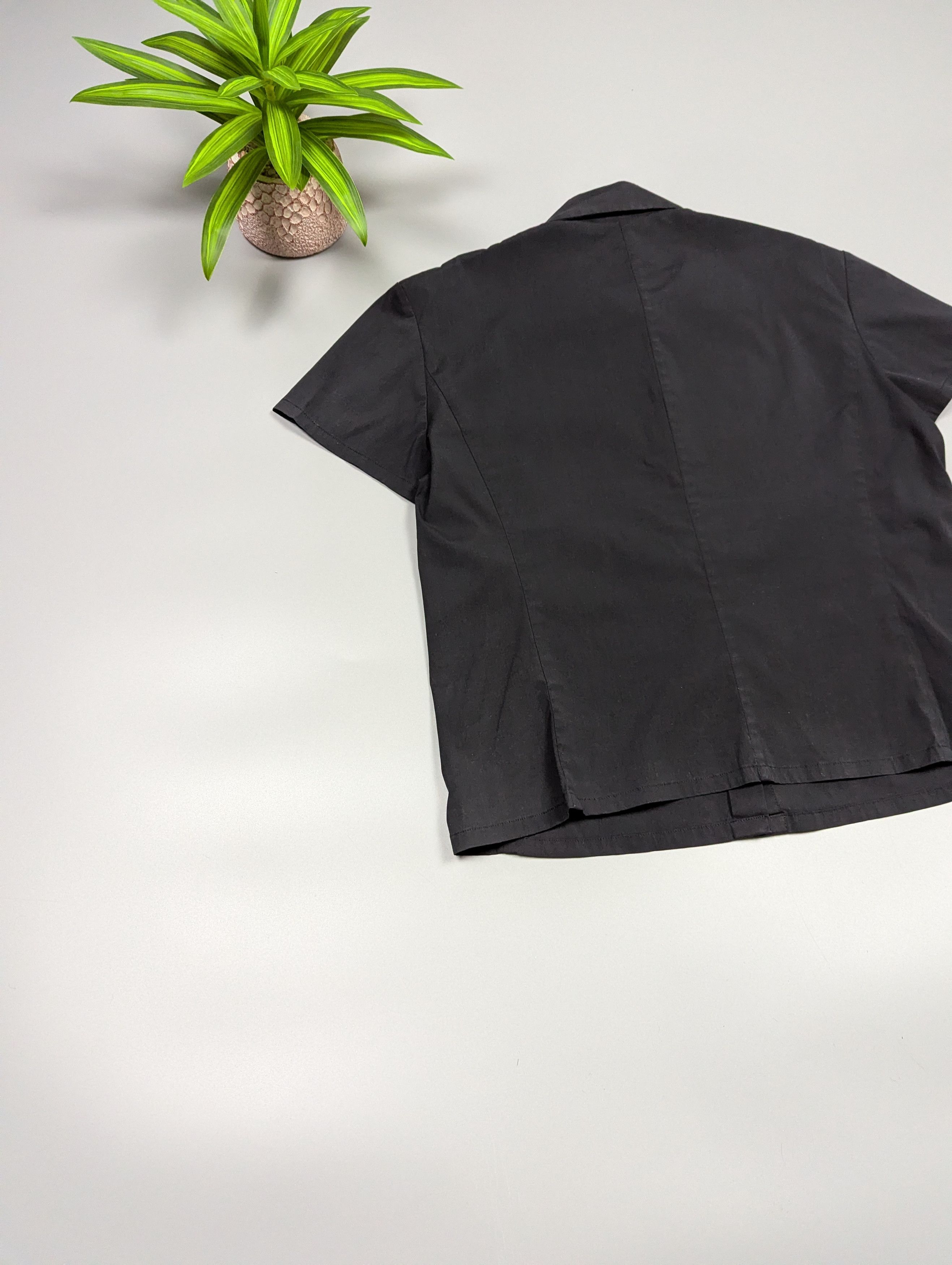Max Mara S’Max Mara Black Snap Button Short Sleeve Top Minimalist Size M / US 6-8 / IT 42-44 - 14 Thumbnail