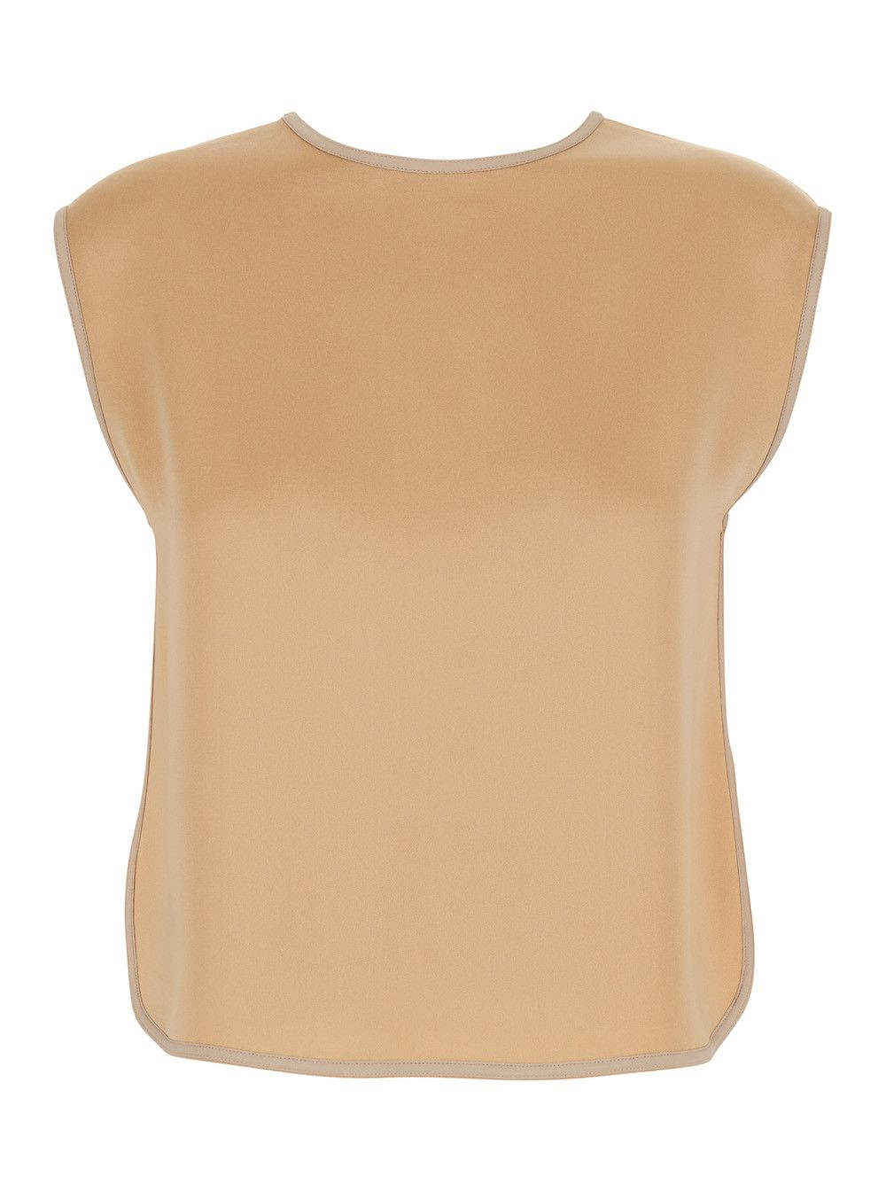forte_forte Sleeveless Top 'Beige' with V-Neck on the Back in Viscose Blend for Women Size L / US 10 / IT 46 - 1 Thumbnail