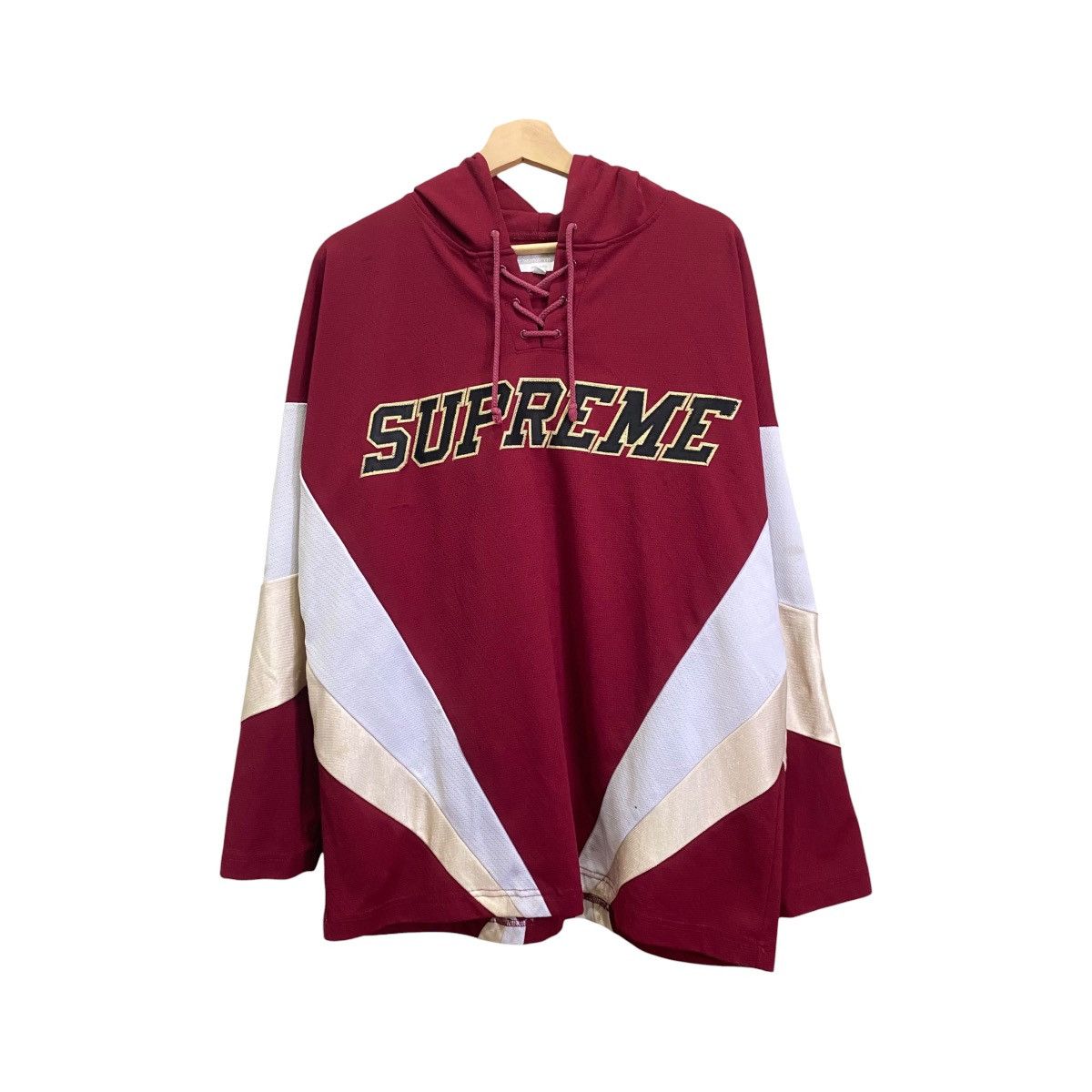 Supreme Supreme FW17 Hooded Hockey Jersey Burgundy Lace Up Hoodie Size US M / EU 48-50 / 2 - 1 Thumbnail
