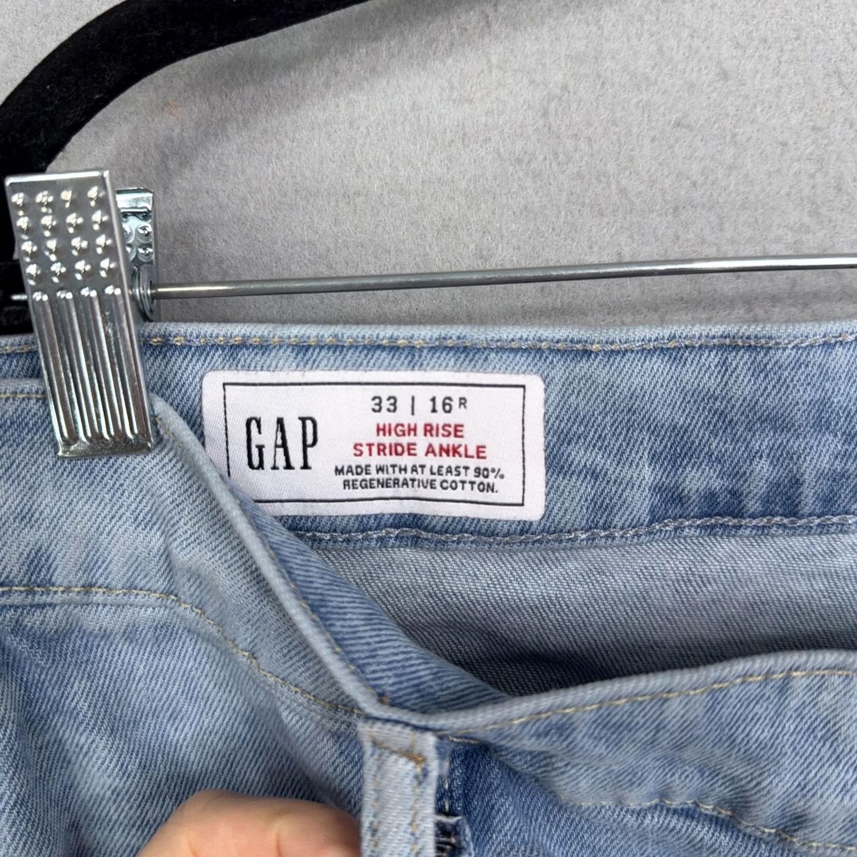 Gap VINTAGE GAP Jeans Womens 16 High Rise Stride Ankle Blue Wide Leg Crop Light Wash Denim Size 38" / US 16 / IT 52 - 4 Thumbnail