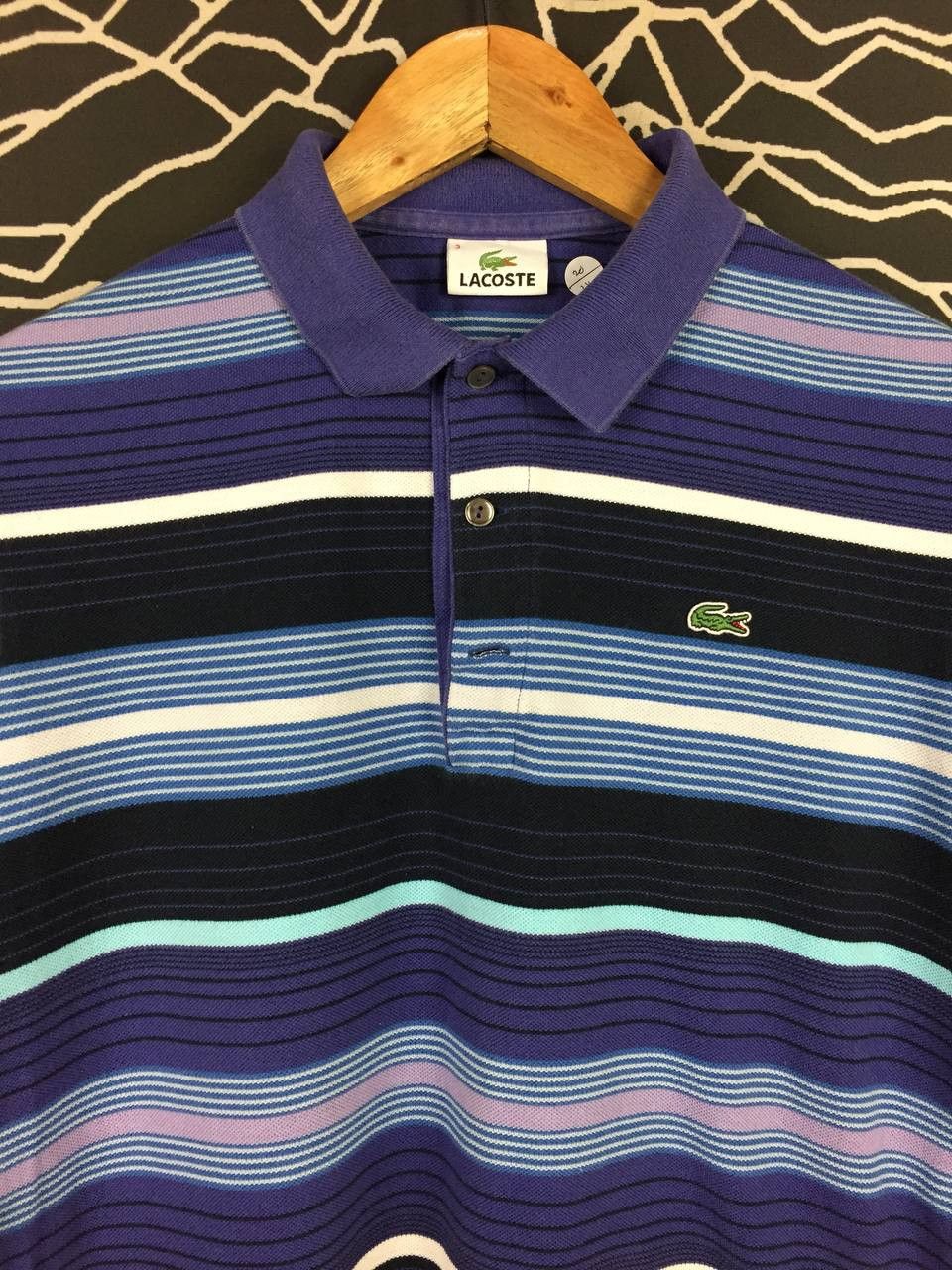 Lacoste Vtg Lacoste Made In Japan Embroidered Logo Striped Polo Tee Size US M / EU 48-50 / 2 - 3 Thumbnail