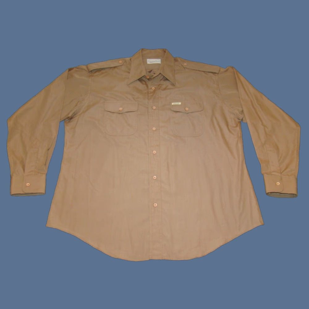 Oscar De La Renta VINTAGE Oscar De La Renta Mens XL Safari Style Epaulets Brown Button Down Shirt Size US XL / EU 56 / 4 - 1 Thumbnail