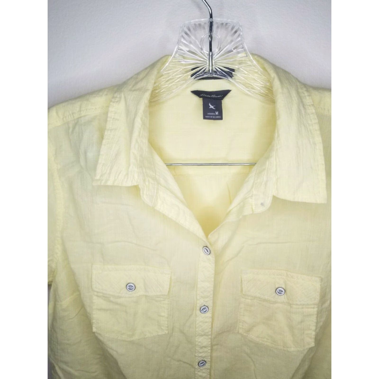 Eddie Bauer VINTAGE Eddie Bauer Blouse Shirt Women Medium Yellow Button-Up (if not vintage, omit vintage). Size M / US 6-8 / IT 42-44 - 3 Thumbnail