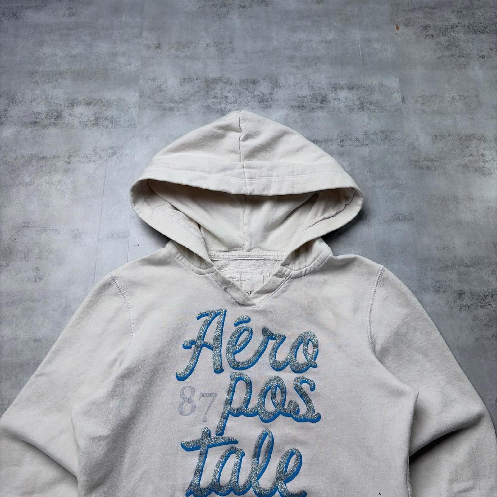 Aeropostale Y2K White Aeropostale Grunge Distressed Skater Hoodie Size M / US 6-8 / IT 42-44 - 2 Thumbnail