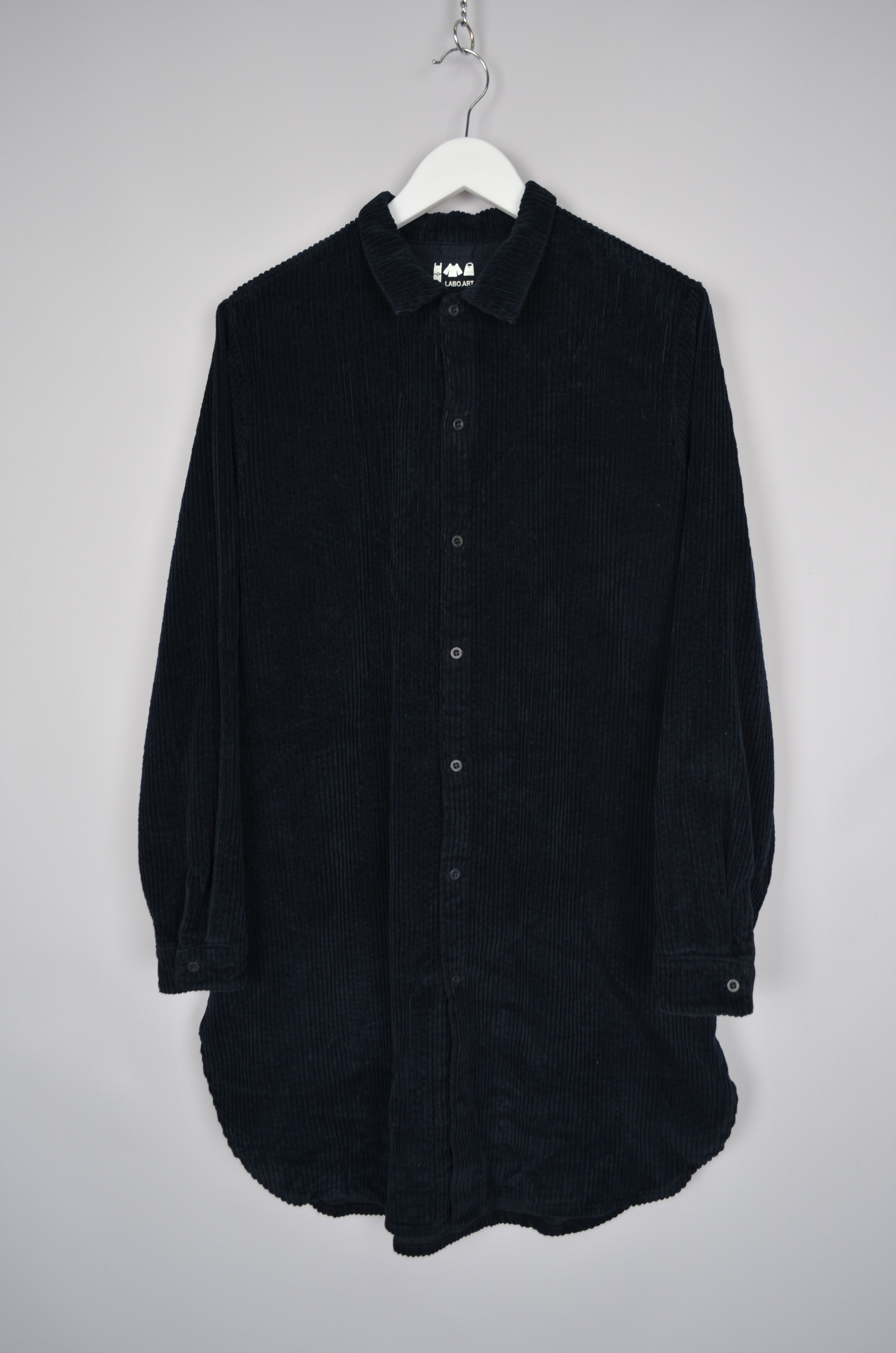 Designer Labo.Art Navy Corduroy Long Shirt Pockets Size 1/S Italy Size S / US 4 / IT 40 - 1 Thumbnail