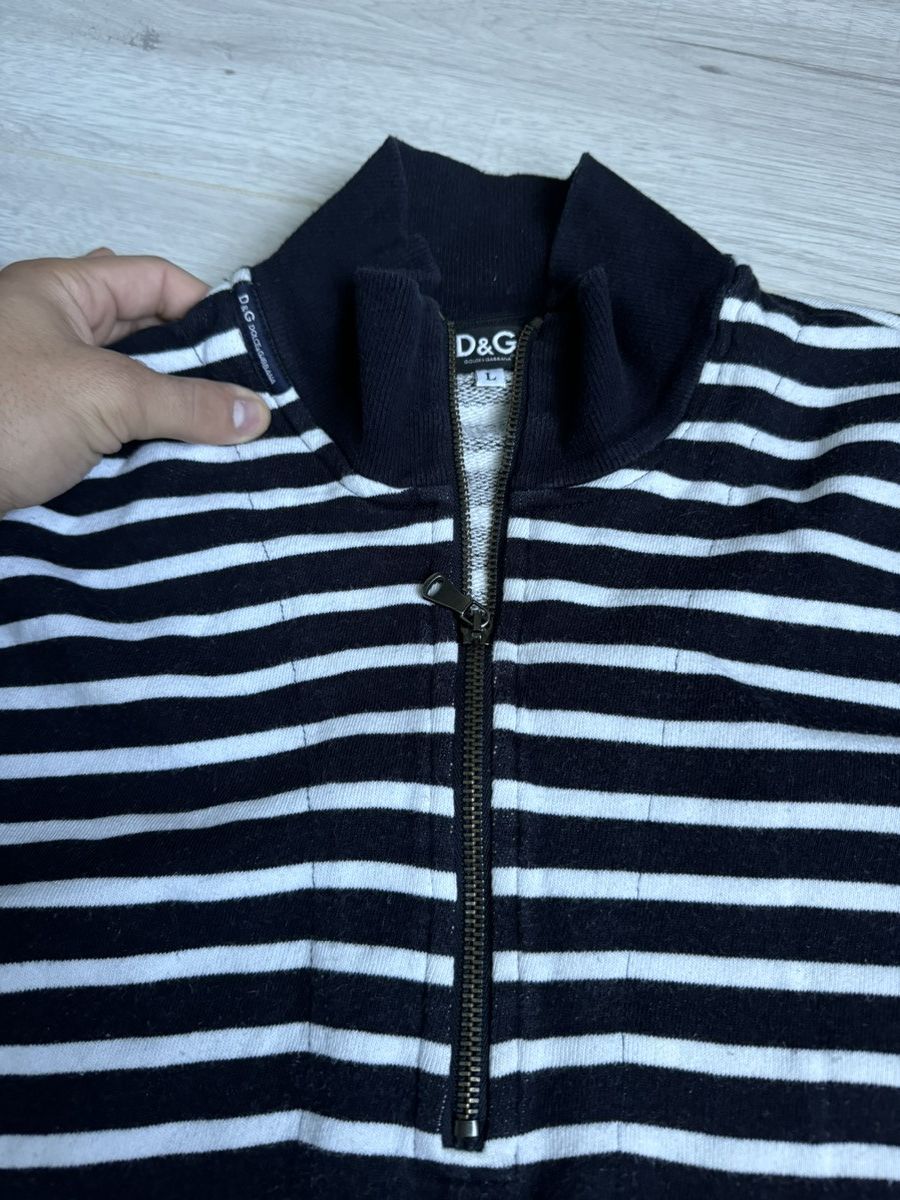 Dolce & Gabbana × Vintage Vintage Dolce & Gabbana 1/2 zip up sweater striped shirt Size US L / EU 52-54 / 3 - 4 Thumbnail