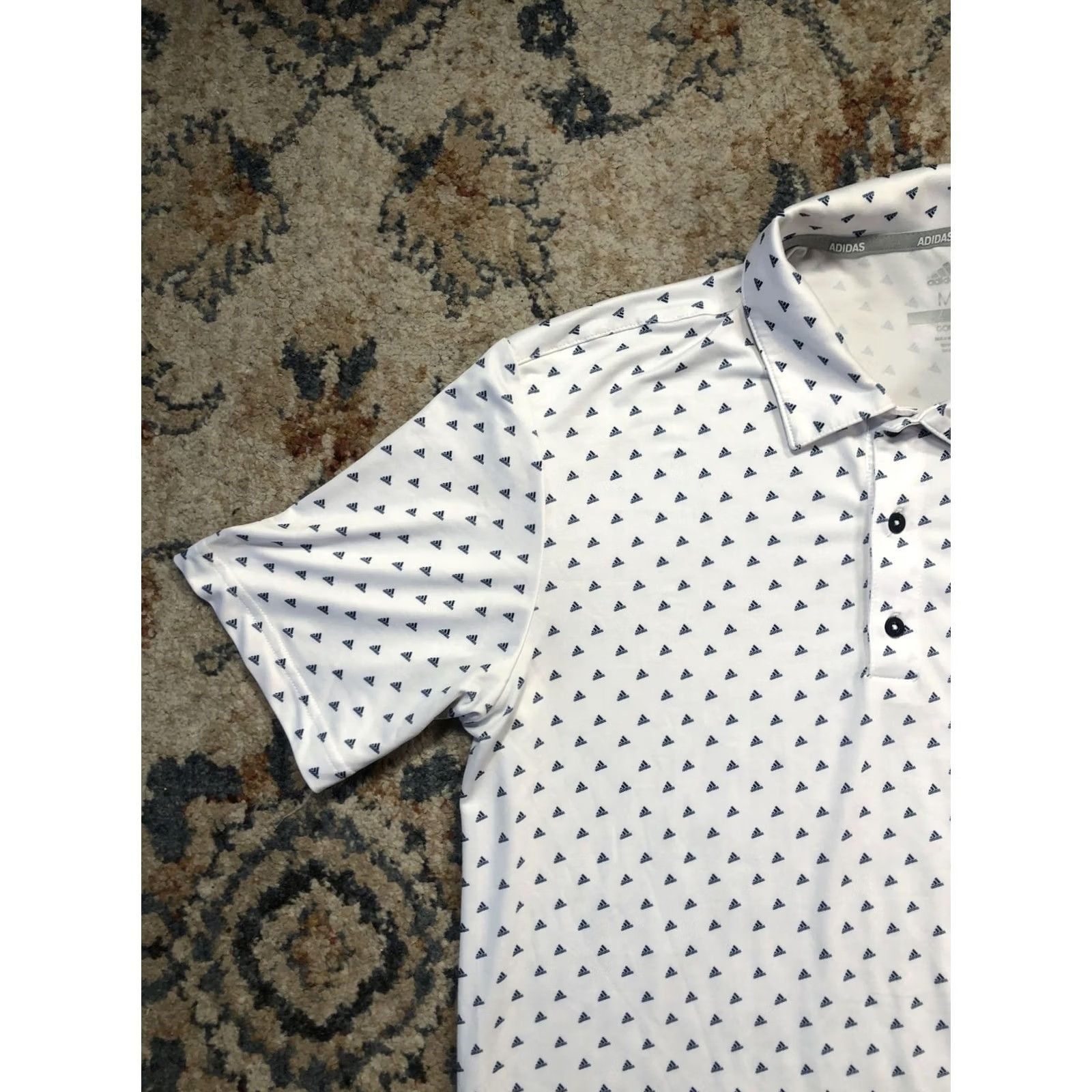 Adidas Adidas Golf Polo Shirt Mens M White Triangle Logo Print Short Sleeve Performance Size US M / EU 48-50 / 2 - 3 Thumbnail
