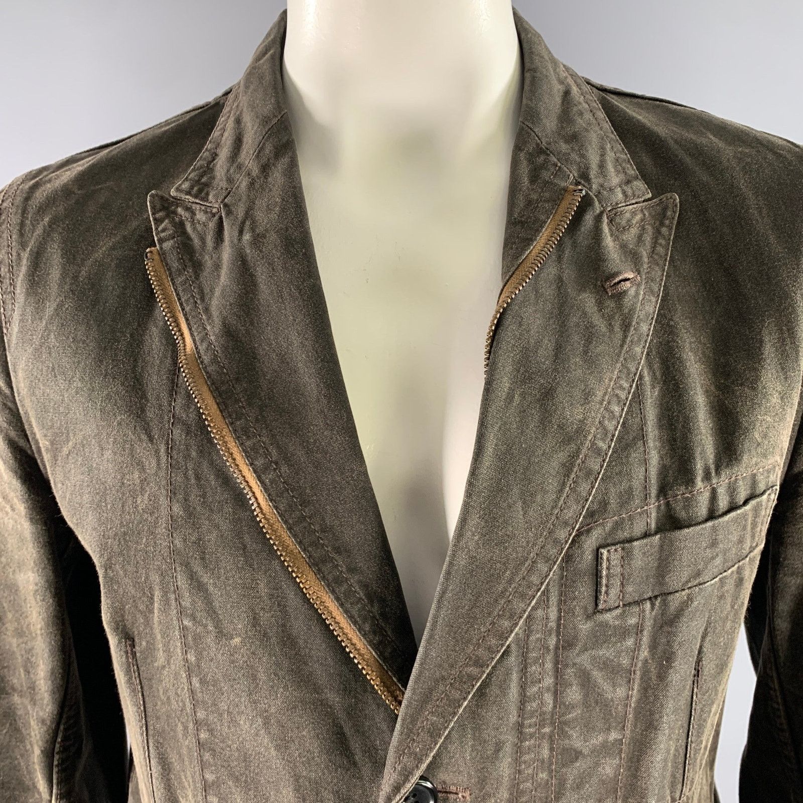 Comme des Garcons Homme COMME des GARCONS HOMME Distressed Cotton Peak Lapel Jacket Size US L / EU 52-54 / 3 - 2 Thumbnail