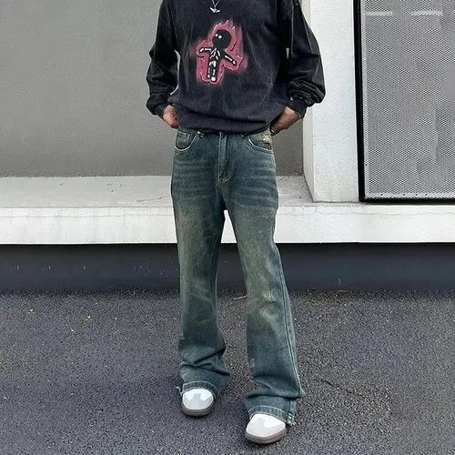 Japanese Brand Flared jeans wide legs ripped vintage baggy pants Y2k Size US 30 / EU 46 - 3 Thumbnail