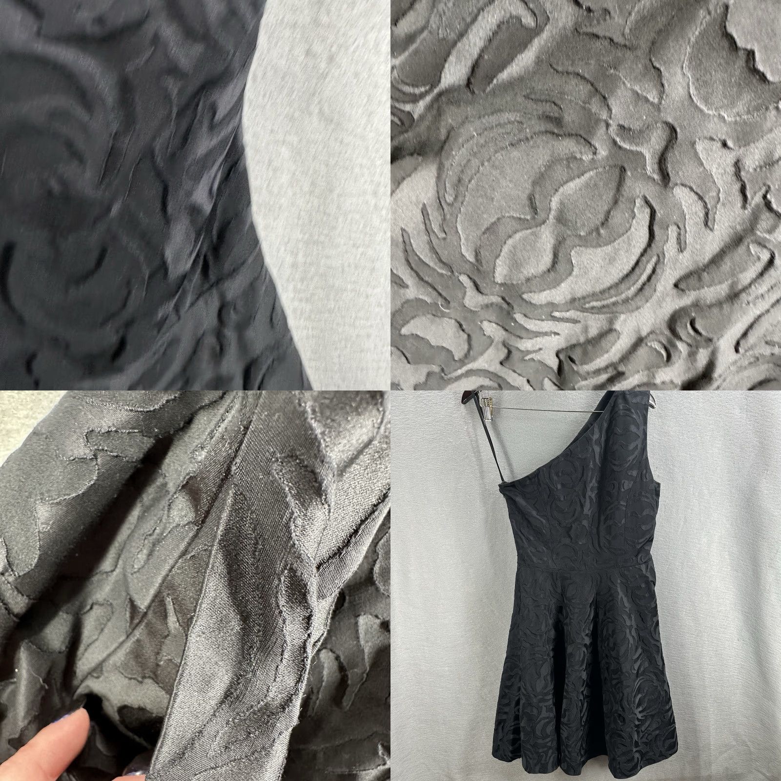 St. John St. John Dress Women 8 Black One Shoulder Embossed Jacquard Silk Blend Midi Formal Wedding Party Womens Size M / US 6-8 / IT 42-44 - 8 Thumbnail