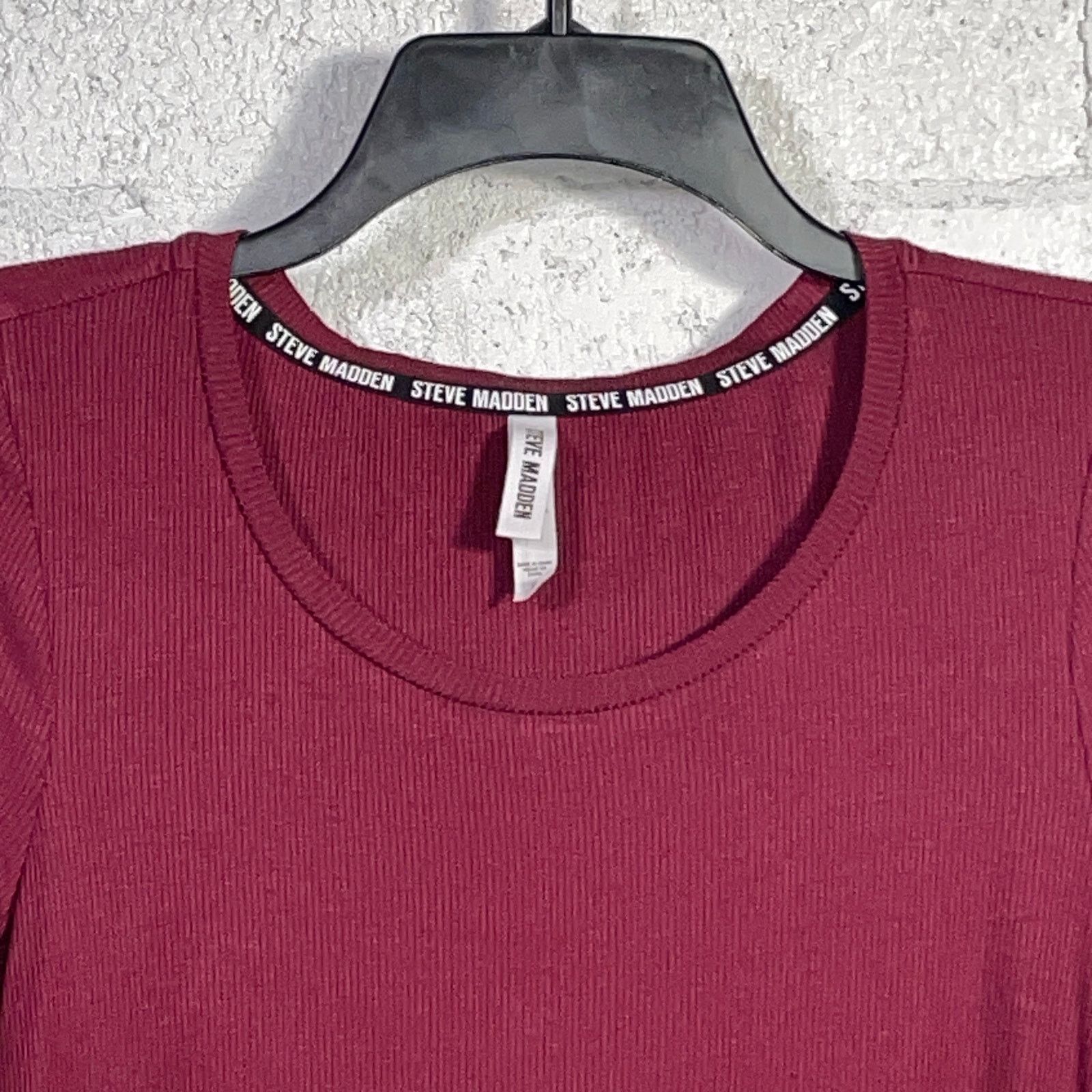 Steve Madden Steve Madden Women's Ribbed Sleep Tee Zinfandel S Size 27" / US 4 / IT 40 - 2 Thumbnail