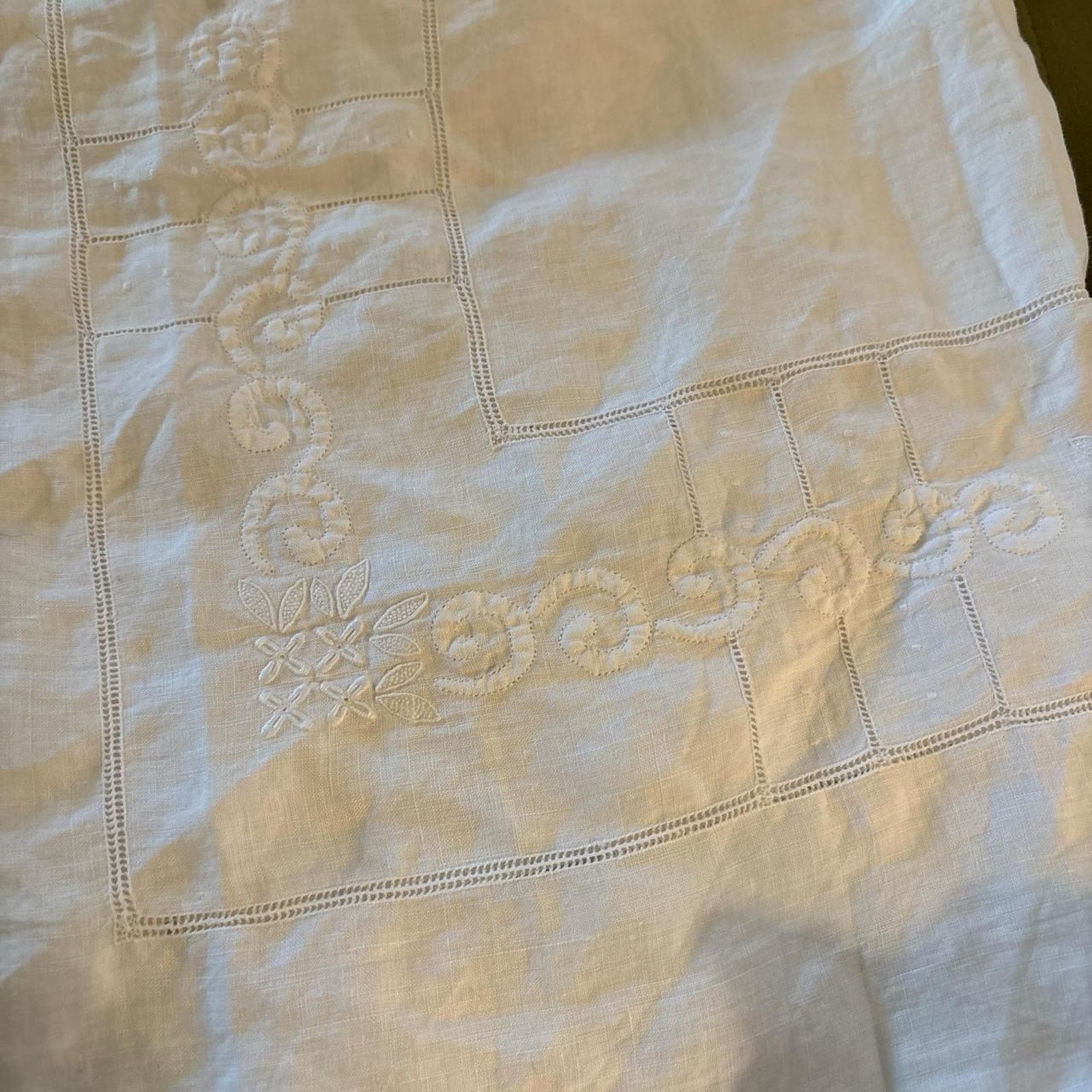Handmade Vintage Unbranded White Square Linen Scarf Size ONE SIZE - 4 Thumbnail