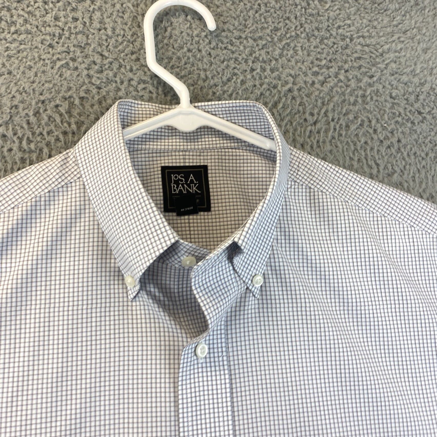 Jos. A. Bank Jos. A. Bank Men's Dress Shirt Cotton Plaid Long Sleeve Regular 16.5 Beige Gray Business Casual Size US L / EU 52-54 / 3 - 6 Thumbnail