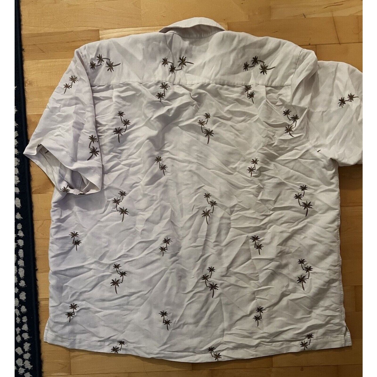 Vintage Caribbean Cream Gold Embroidered Palm Tree Short Sleeve Size US XXL / EU 58 / 5 - 8 Thumbnail