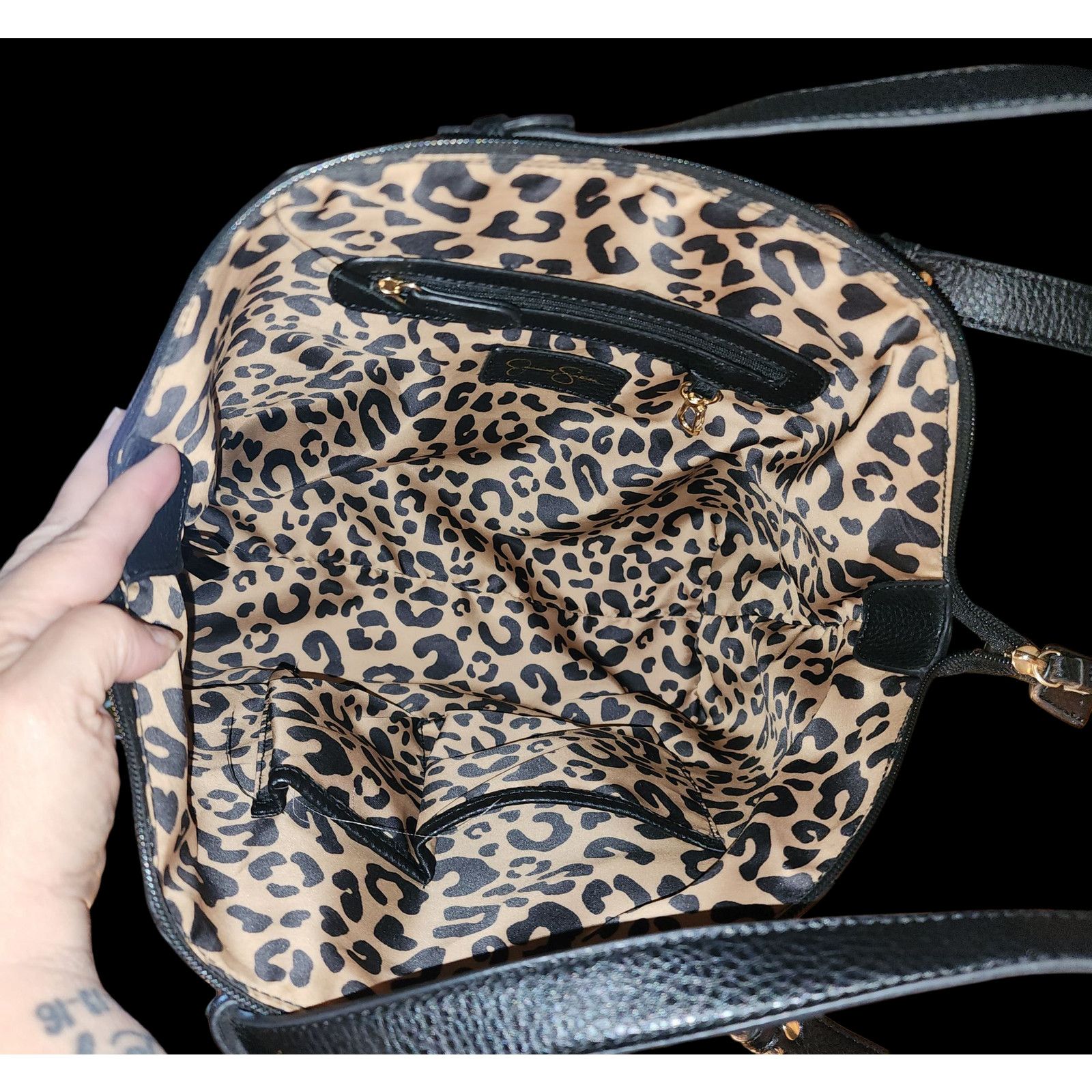 Jessica Simpson Jessica Simpson black faux leather bag with matching wallet. Size ONE SIZE - 9 Thumbnail