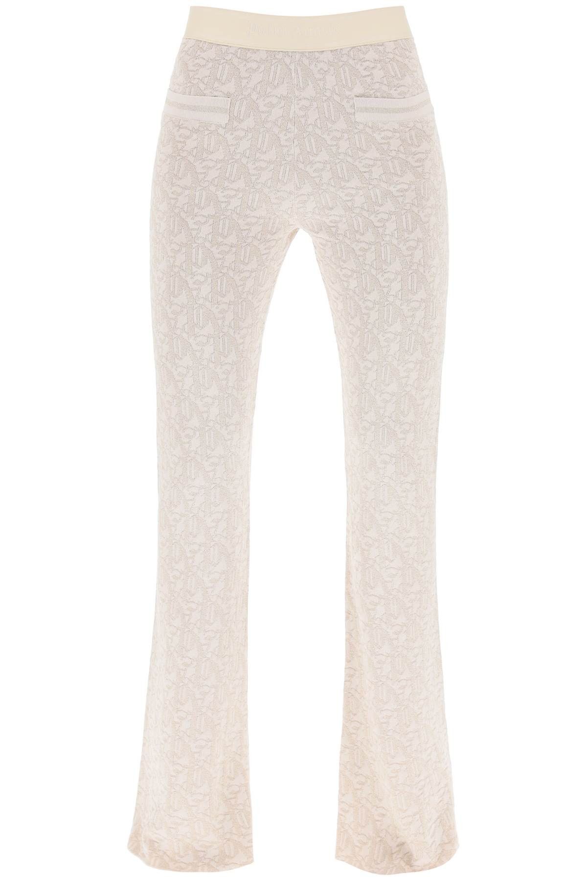 image of Palm Angels Monogram Pants In Lurex Knit in Neutro, Women's (Size 26)