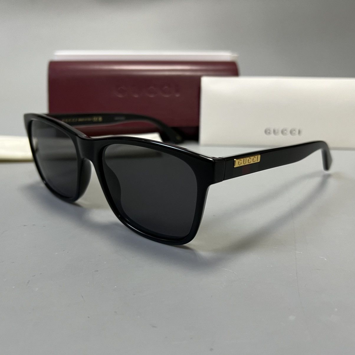 Gucci Gucci NEW Black Rectangular Men's Sunglasses NEW luxury Size ONE SIZE - 1 Thumbnail