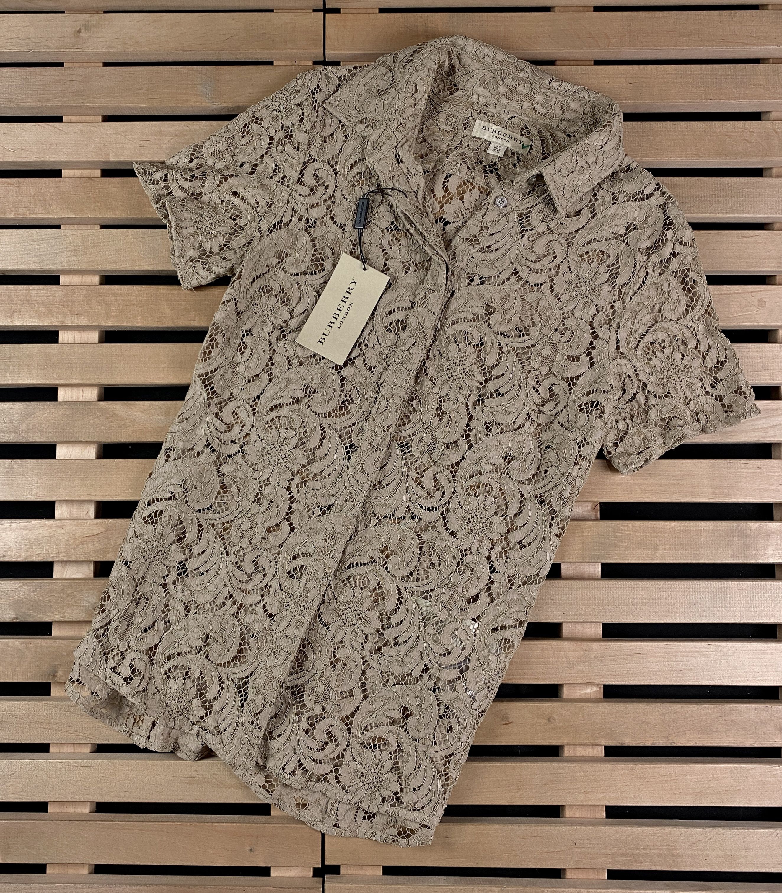 image of Women’S Shirt Short Sleeve Burberry Size Uk 10 in Beige, Women's