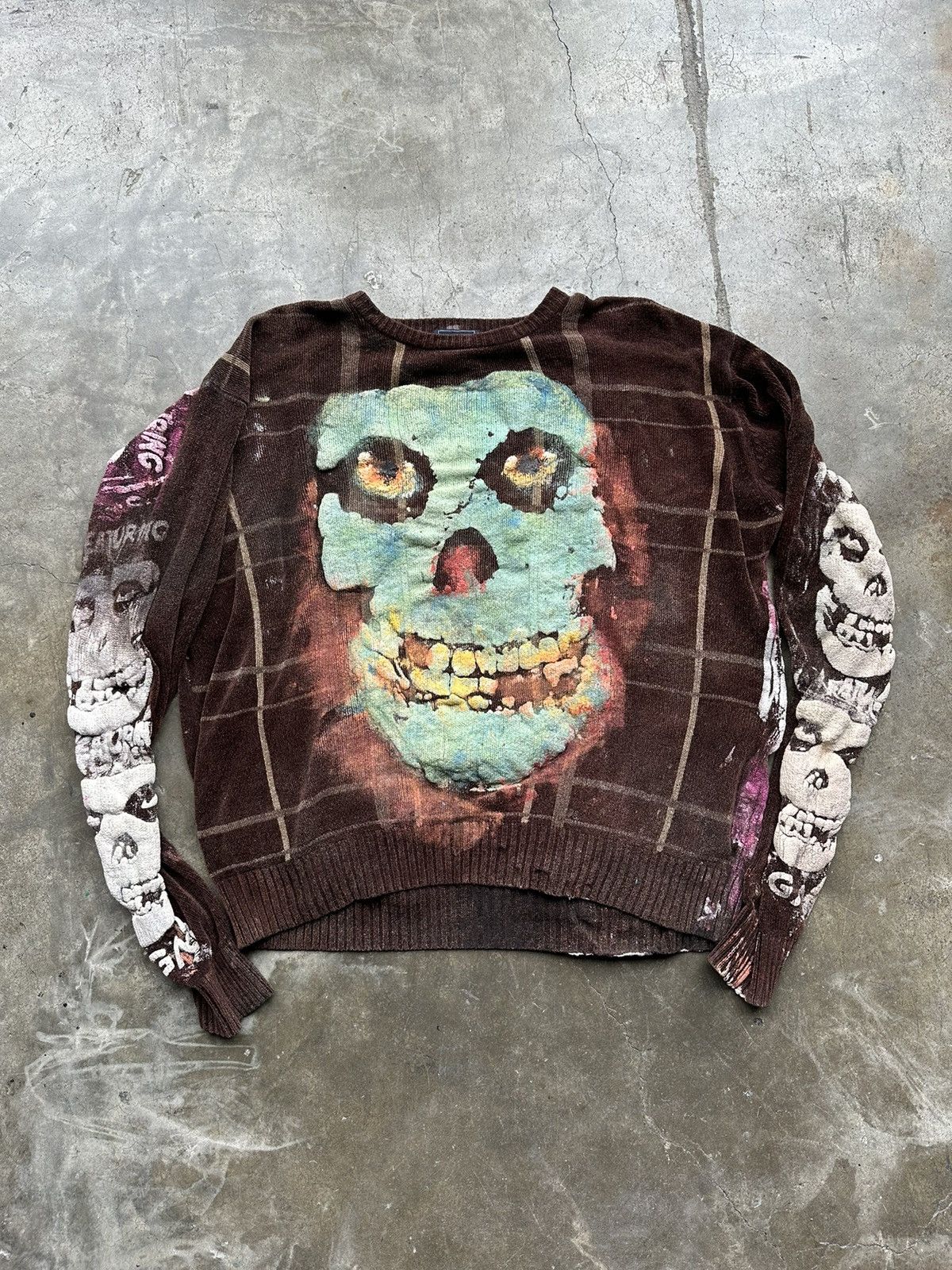 Vintage Custom 1/1 Art Piece Misfits Sweater XL Red Concert Tour Size US XL / EU 56 / 4 - 1 Thumbnail