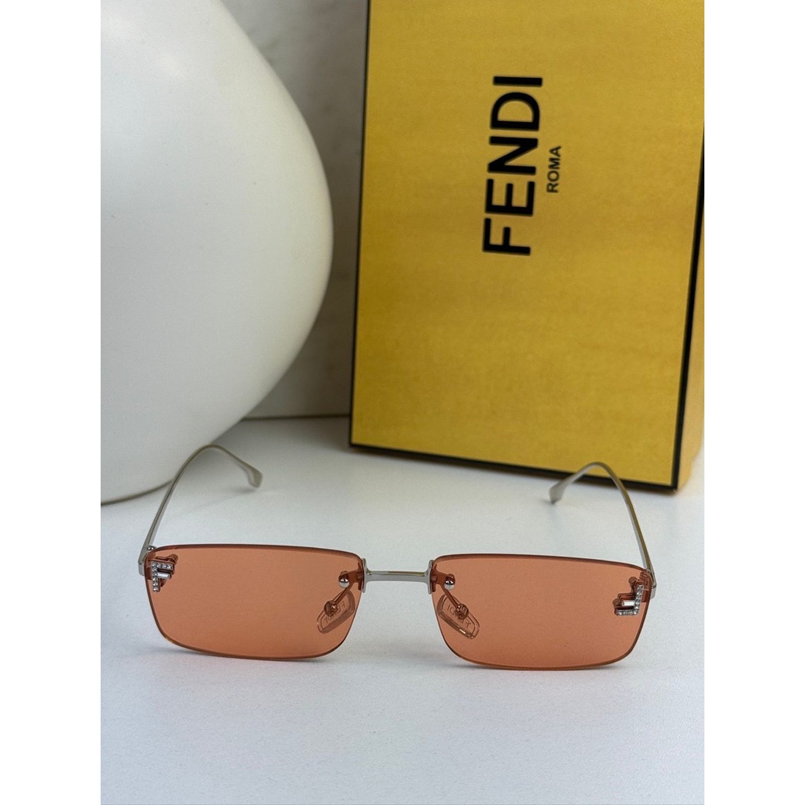 Fendi SALE! Fendi FE4172US First Rimless Orange Square Sunglasses Size ONE SIZE - 4 Thumbnail