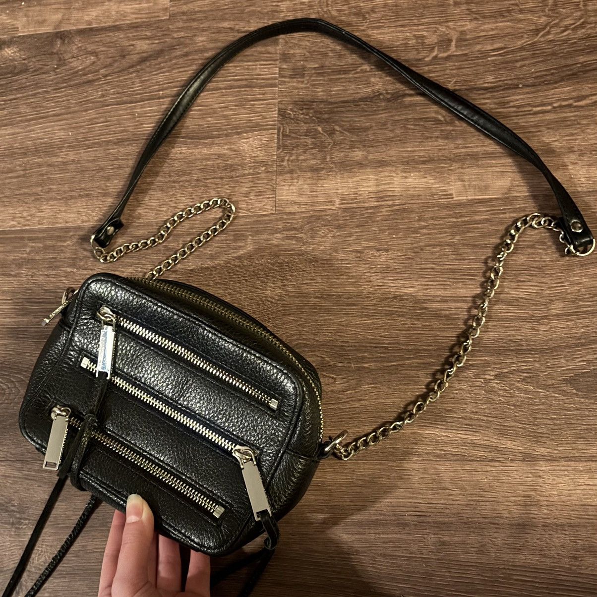 Rebecca Minkoff Rebecca Minkoff Black Pebbled Leather 4 Zip Moto Bag Size ONE SIZE - 2 Thumbnail