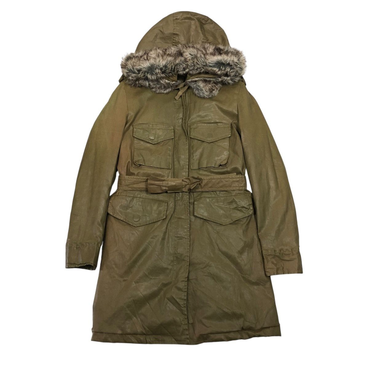 Diesel × Diesel Black Gold 🔥VINTAGE PARKA JACKET WAX DIESEL HOODIE MINK FUR Size S / US 4 / IT 40 - 1 Thumbnail