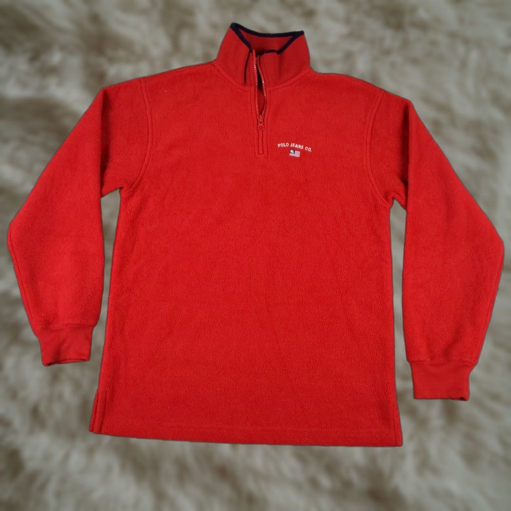 Polo Ralph Lauren Polo Ralph Lauren Sweater Mens Medium Red Fleece 1/4 Zip Up Pullover Sweatshirt Size US M / EU 48-50 / 2 - 1 Thumbnail