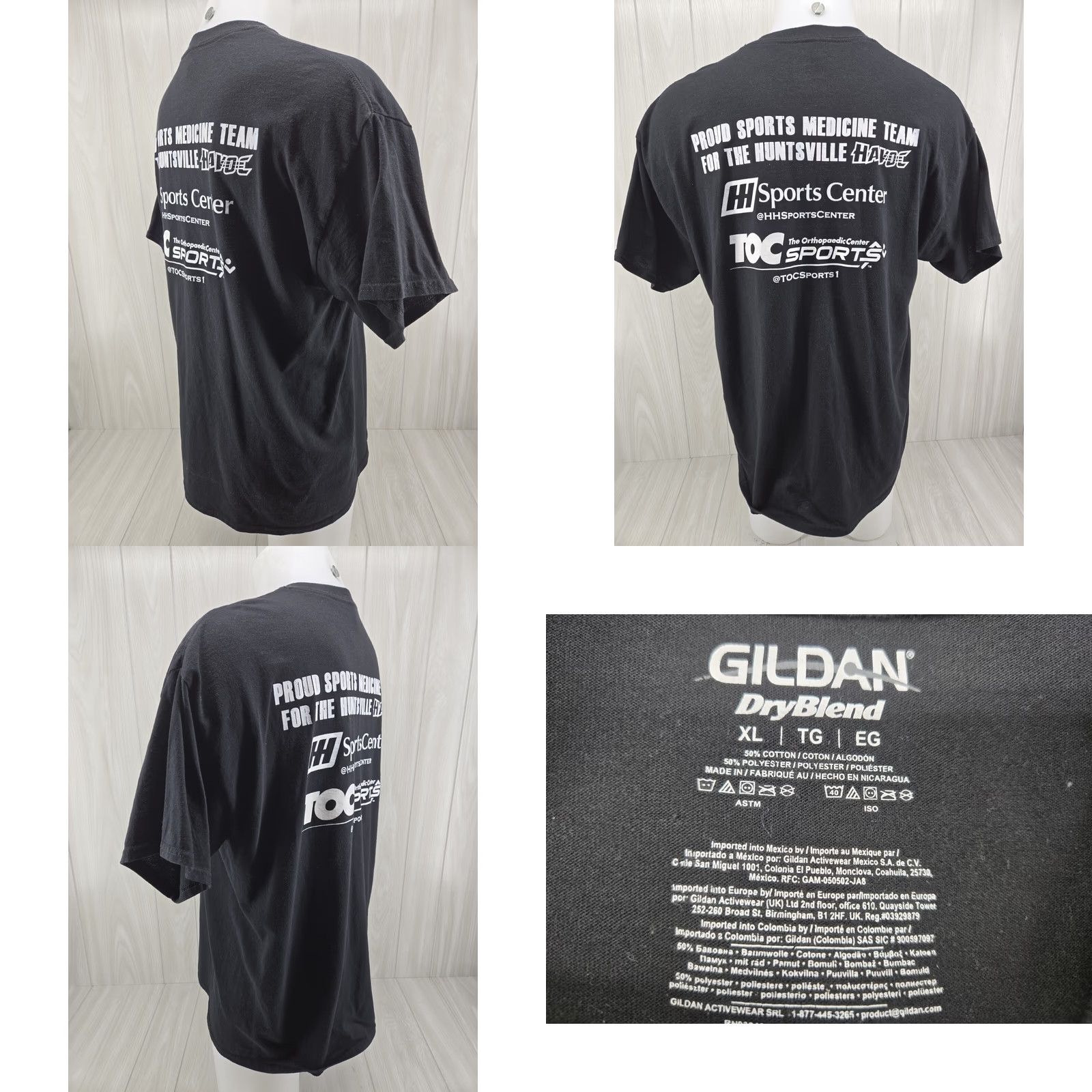 Gildan Huntsville Havoc We Run With The Pack Hockey Shirt Adult XL Black Graphic Print T-Shirt Men Shirt NHL Team Hockey Fans Mens Size US XL / EU 56 / 4 - 8 Thumbnail