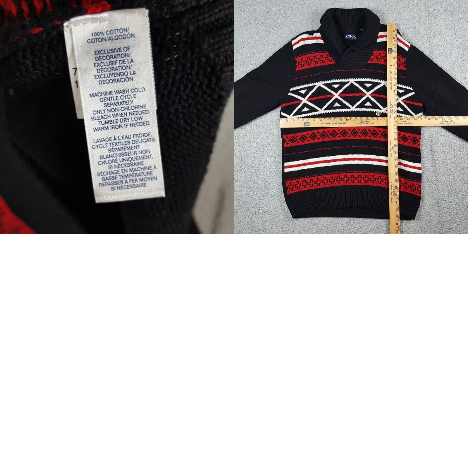 Chaps VINTAGE Chaps Ralph Lauren Aztec Western Knit Shawl Collar Pullover Sweater M Red Mens Size US M / EU 48-50 / 2 - 8 Thumbnail