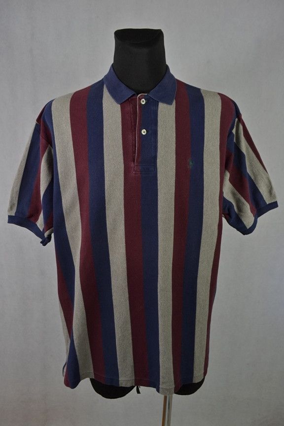 Polo Ralph Lauren Vintage POLO Ralph Lauren Striped Polo Made in USA XL Size US XL / EU 56 / 4 - 1 Thumbnail