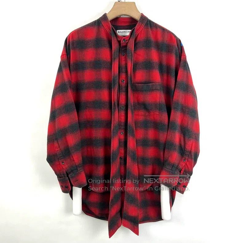 Balenciaga Balenciaga Black and Red Plaid Back Logo Ribbon Shirt Size XS / US 0-2 / IT 36-38 - 1 Thumbnail