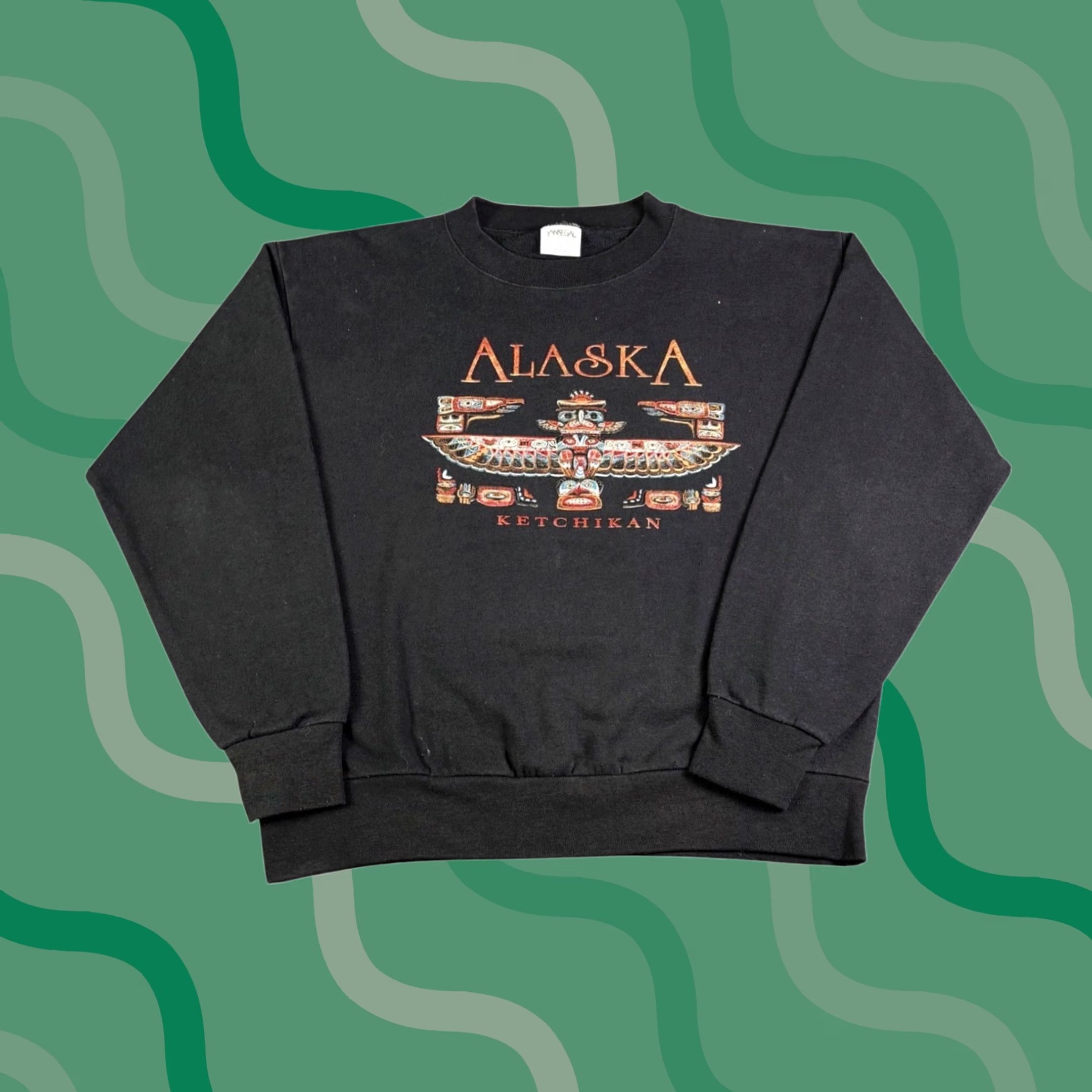Poler Vintage Alaska Ketchikan Totem Pole Graphic Sweatshirt Black Large 90s Size US L / EU 52-54 / 3 - 1 Thumbnail