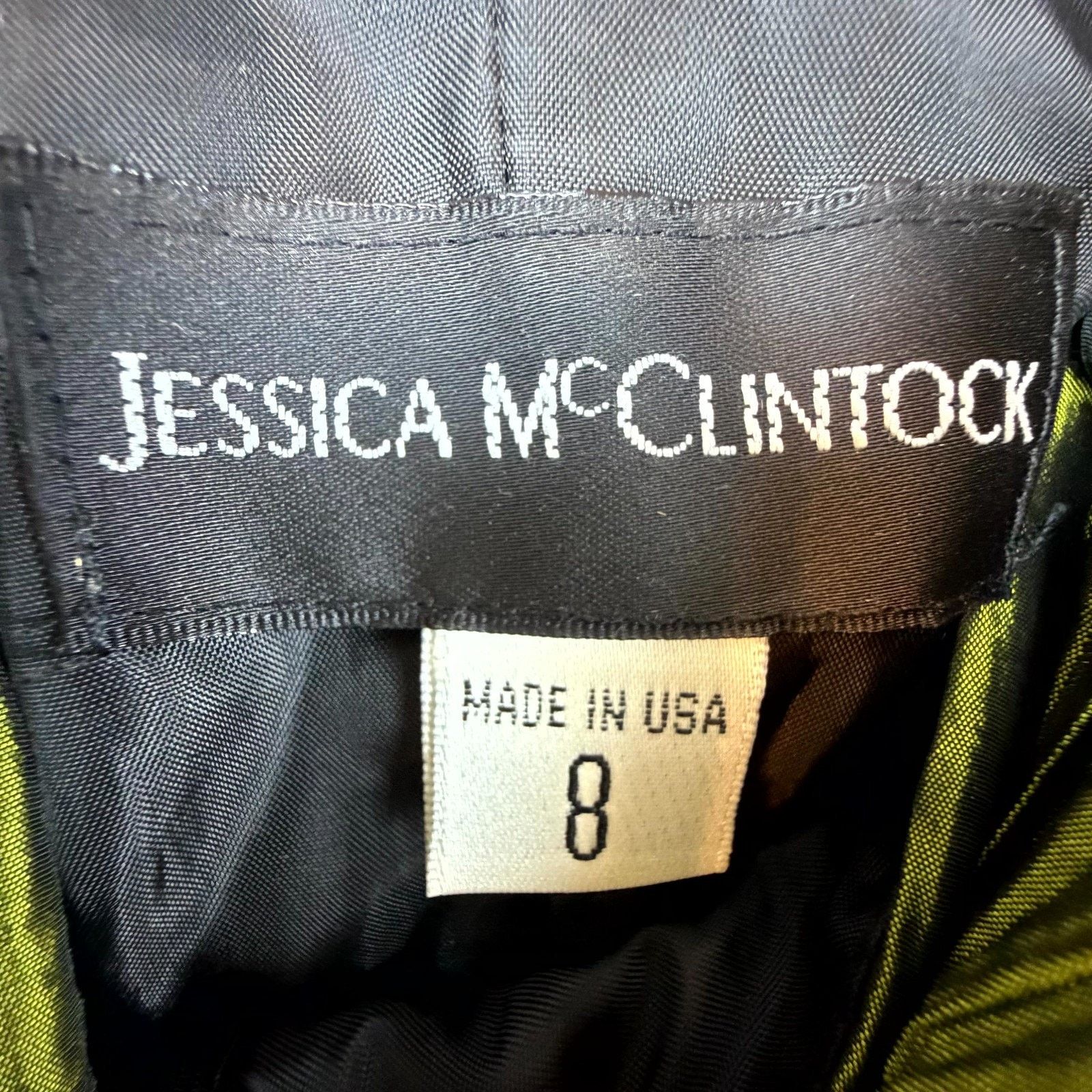 sabrina carpenter green dress SCOTT McCLINTOCK & JESSICA McCLINTOCK HUGE SATIN INSET HALTER EVENING –  Vintage Clothing & Fashions